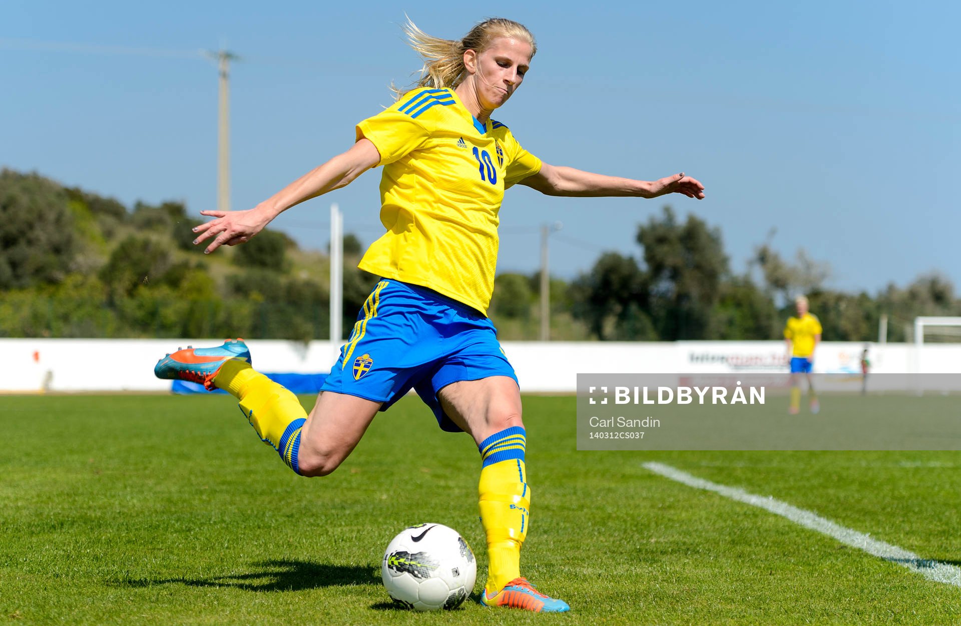 Sveriges Sofia Jakobsson under fotbollsmatchen mellan Island och Sverige i Algarve Cup den 12 mars 2014.