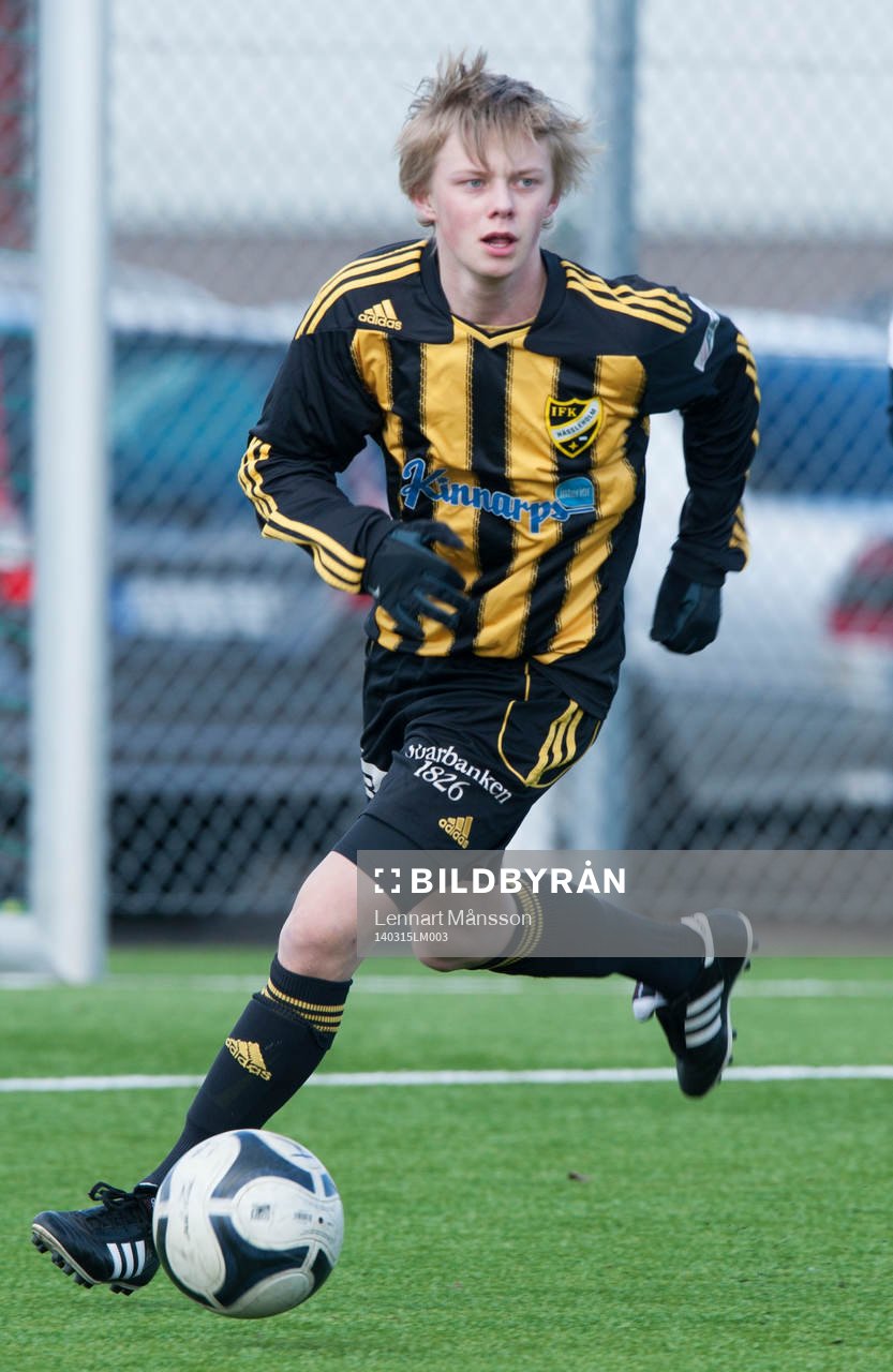 Hässleholms Philip Bengtsson i träningsmatchen i fotboll