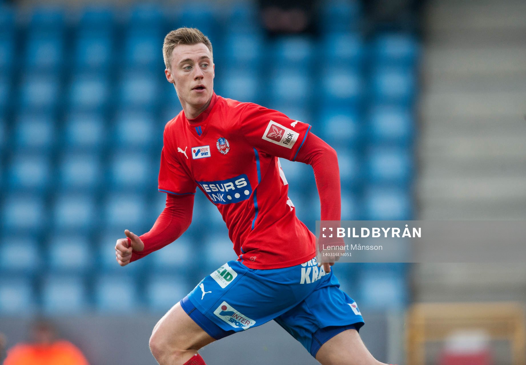 Helsingborgs Anton Kinnander i matchen i Svenska Cupen mellan Helsingborg och Syrianska i Helsingborg 16 mars 2014.