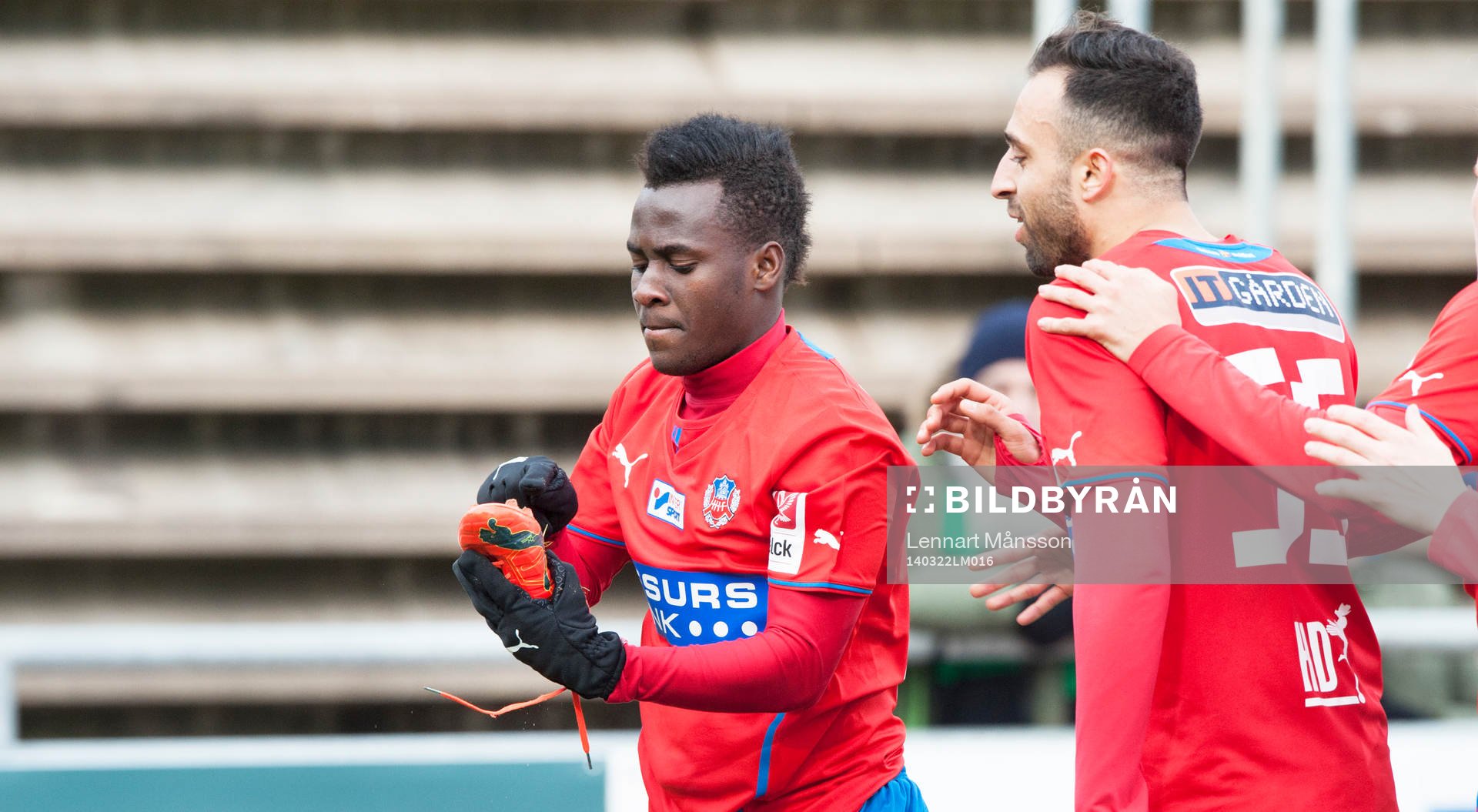 Helsingborgs David Accam har gjort 1-1 och presenterar en