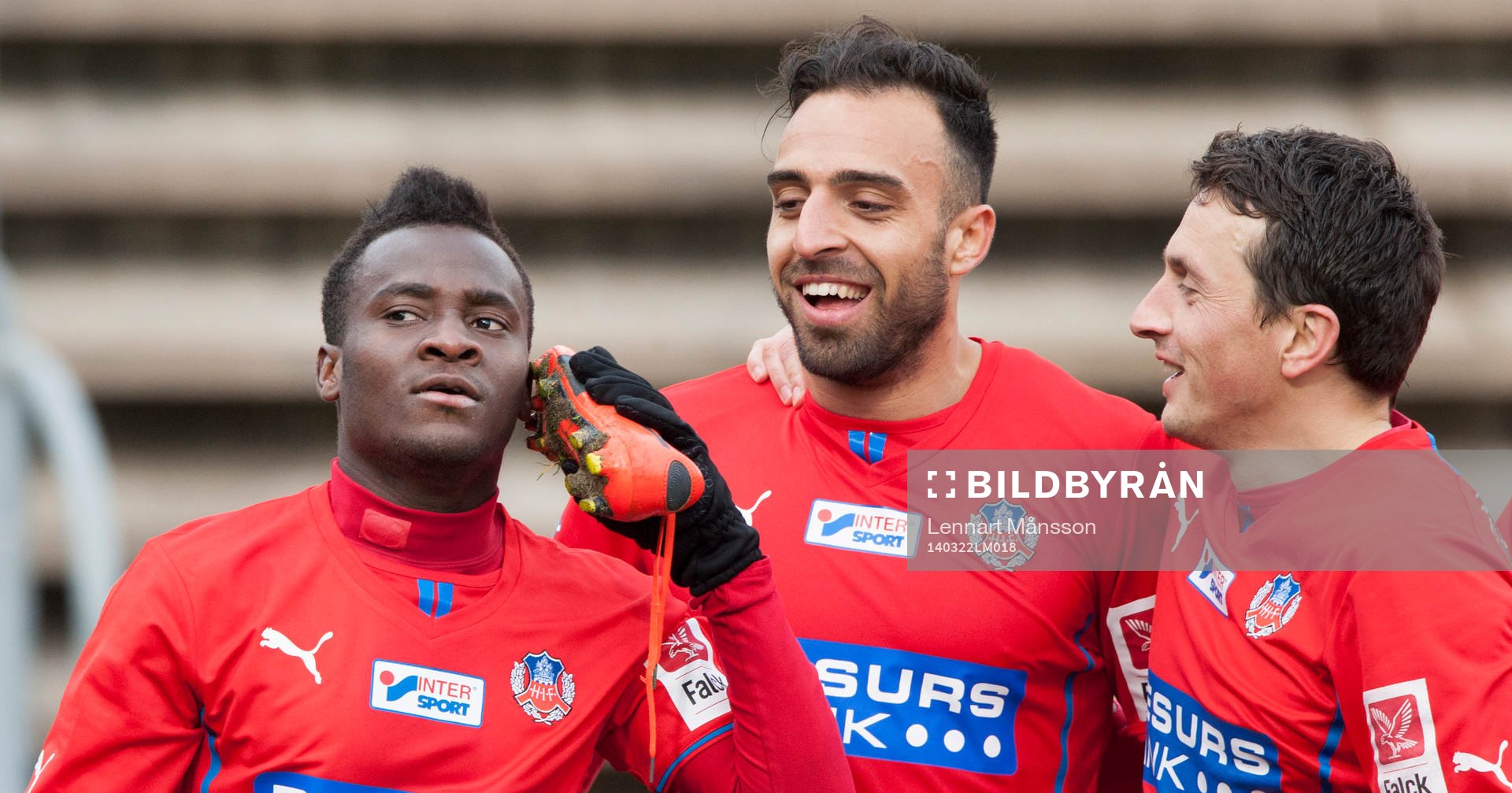 Helsingborgs David Accam har gjort 1-1 och presenterar en