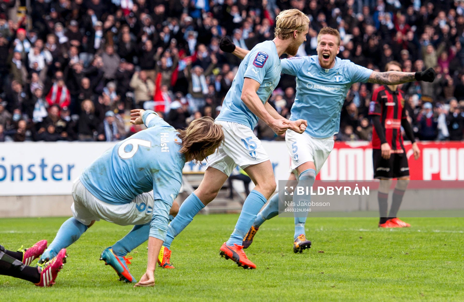 Malmö FFs Markus Halsti, Filip Helander, Pontus Jansson
