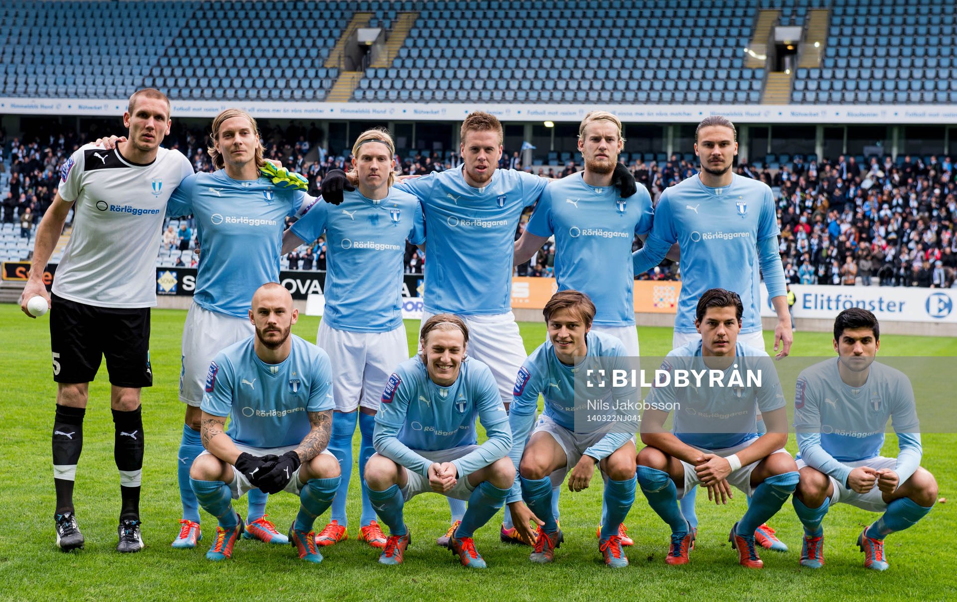 Malmö FFs lagbild, målvakt Robin Olsen, Markus Halsti,