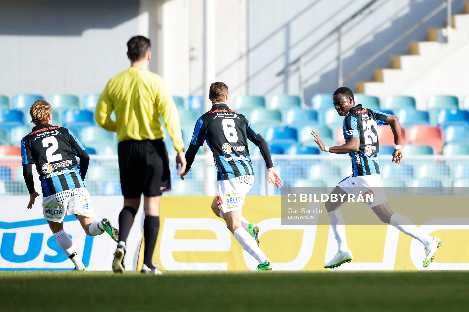 Sirius Moses Ogbu jublar efter 0-1 under kvartsfinalen i Svenska Cupen mellan IFK Göteborg och Sirius den 23 mars 2014.