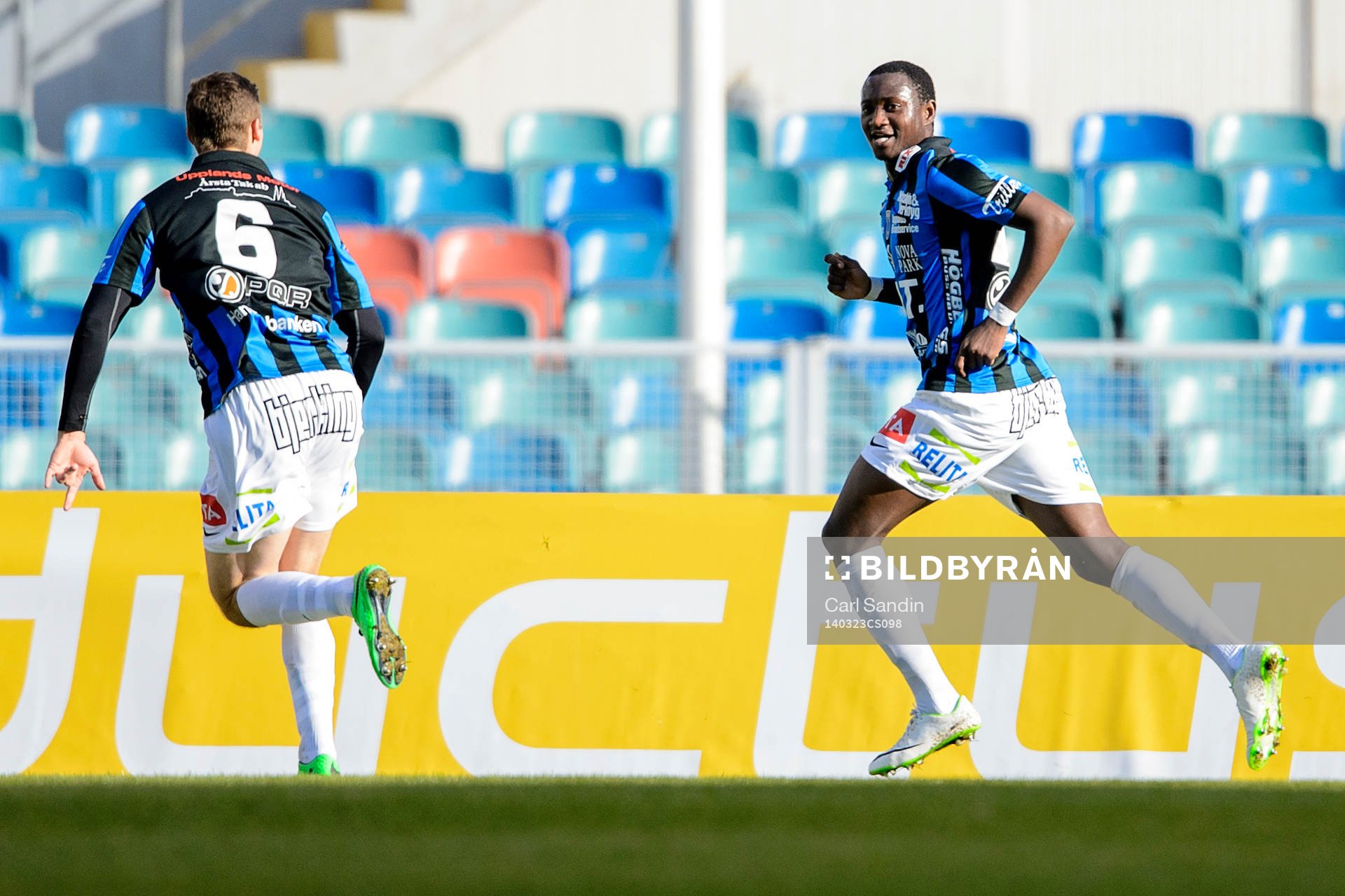 Sirius Moses Ogbu jublar efter 0-1 under kvartsfinalen i Svenska Cupen mellan IFK Göteborg och Sirius den 23 mars 2014.