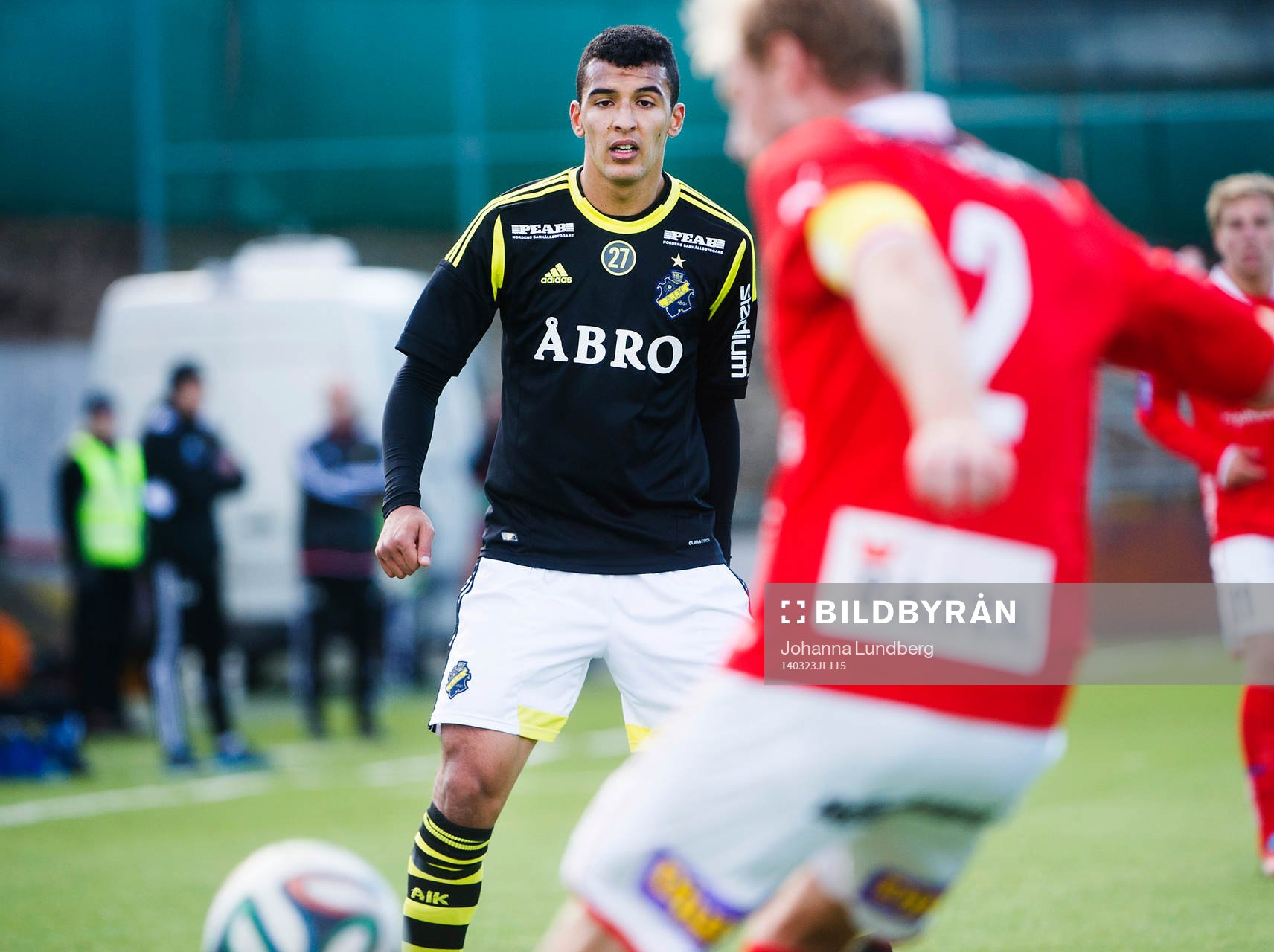 AIKs Nabil Bahoui  under en träningsmatch i fotboll mellan AIK och Kalmar den 23 mars 2014 i Stockholm.