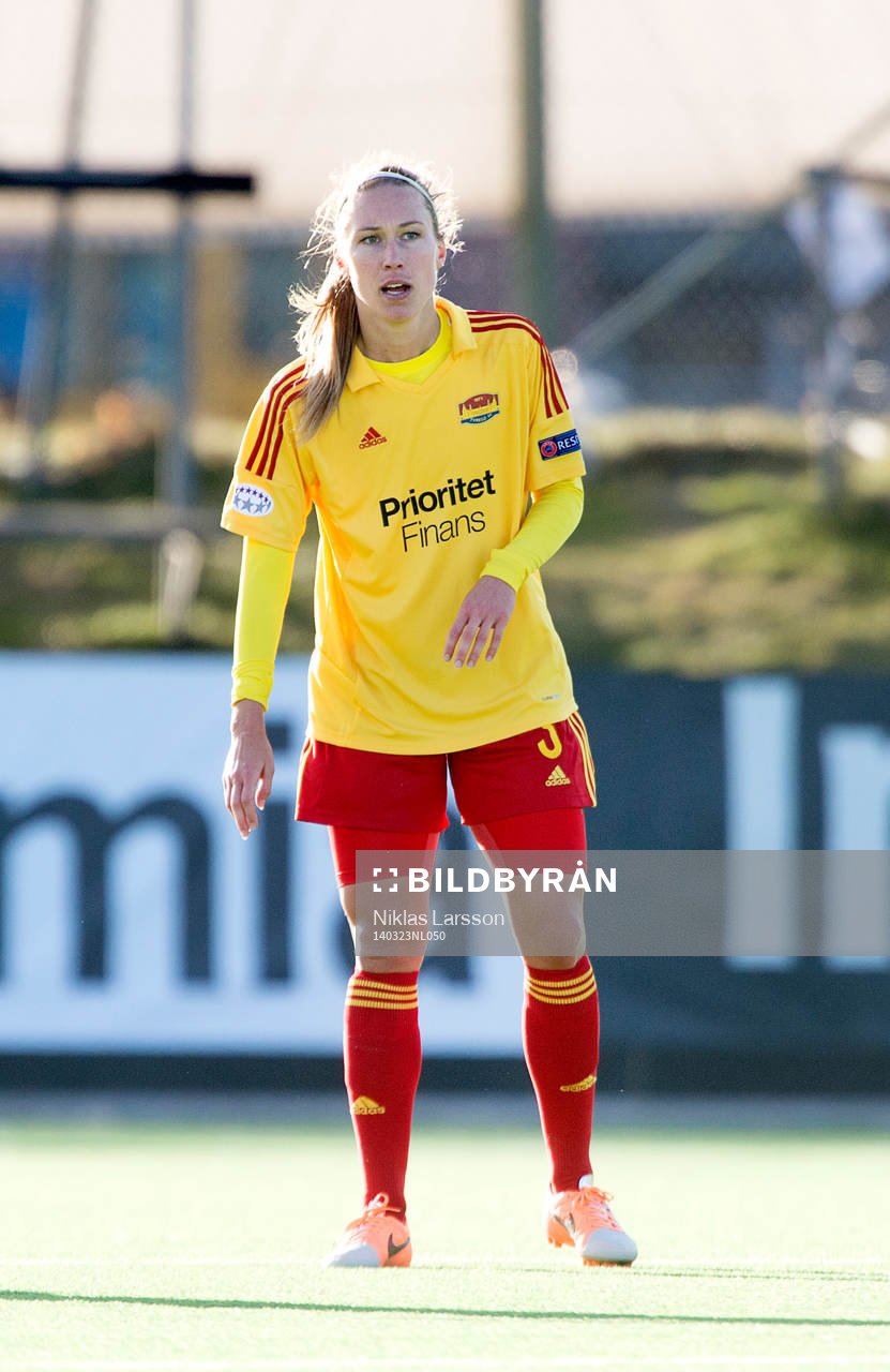 Tyresös Whitney Engen under kvartsfinalen av damernas champions league mellan Tyresö och Neulengbach 23 mars 2014 i Stockholm .