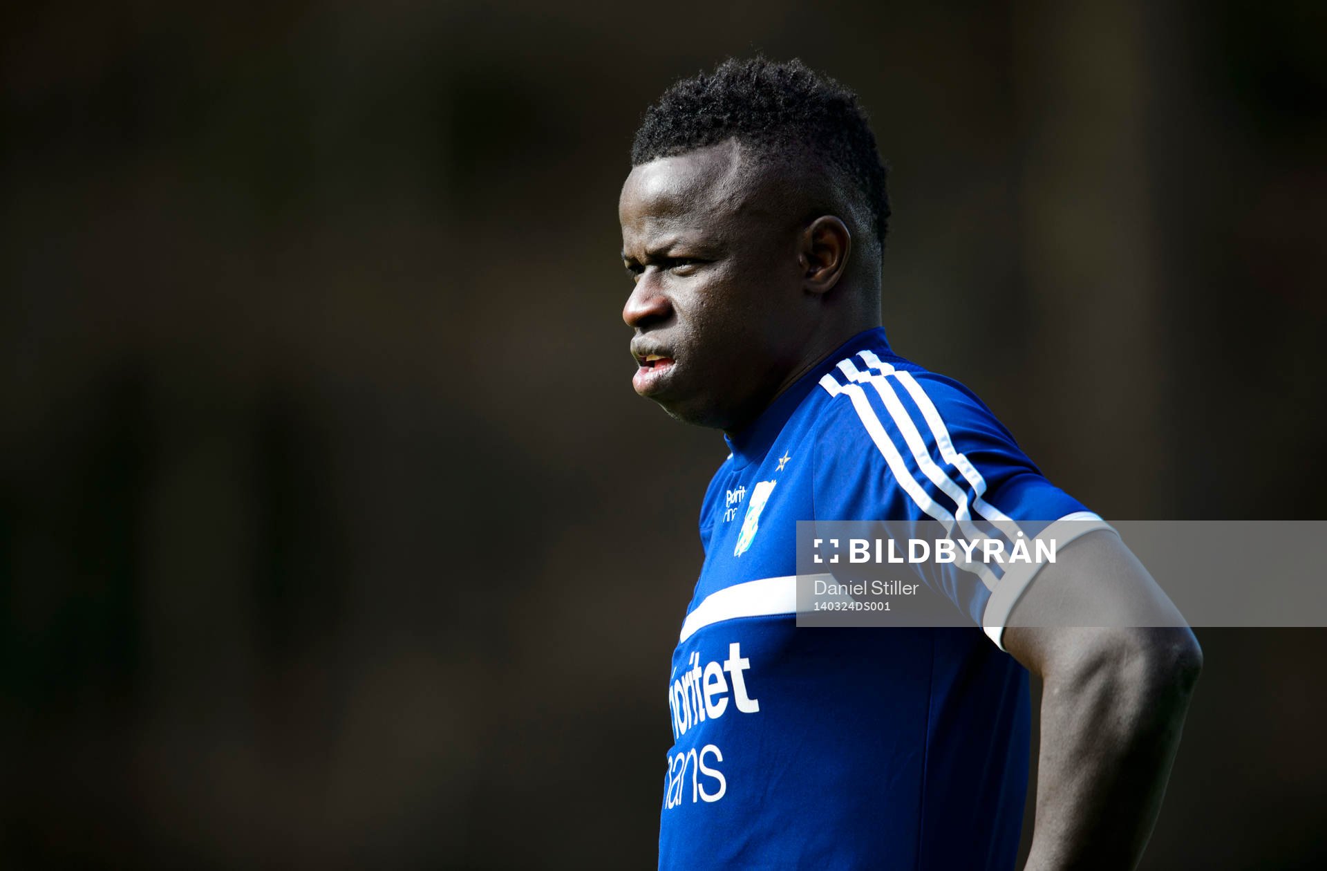 Malick Mané under en träning med IFK Göteborg den 24 mars 2014 i Göteborg.