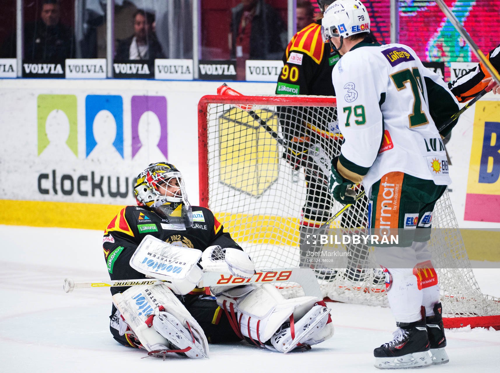 Brynäs målvakt Bernhard Starkbaum och Färjestads Patrik