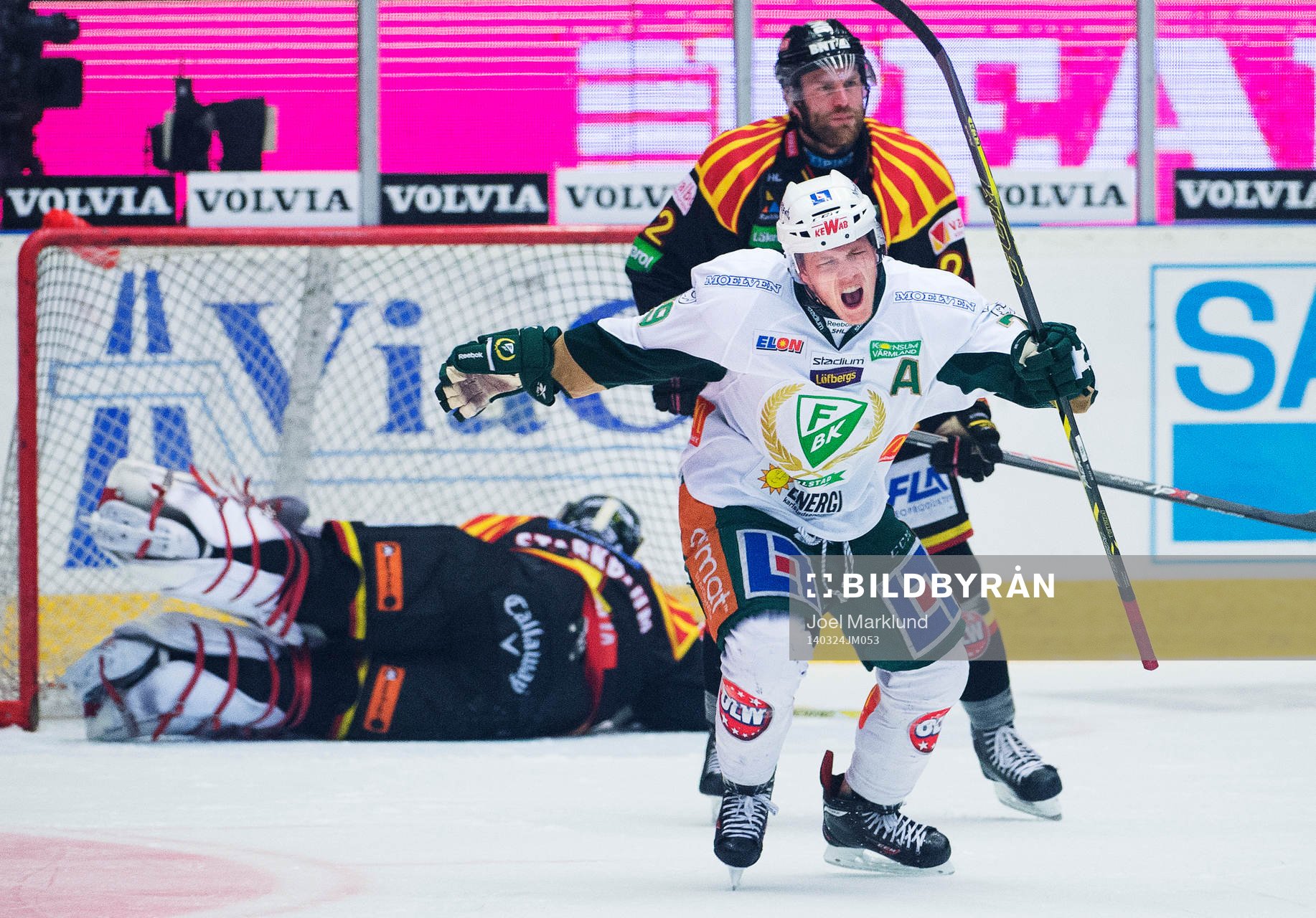 Färjestads Patrik Lundh jublar
