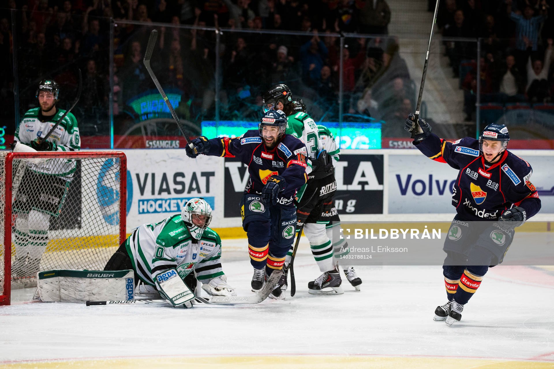 Djurgårdens Steve Saviano och Markus Ljungh jublar