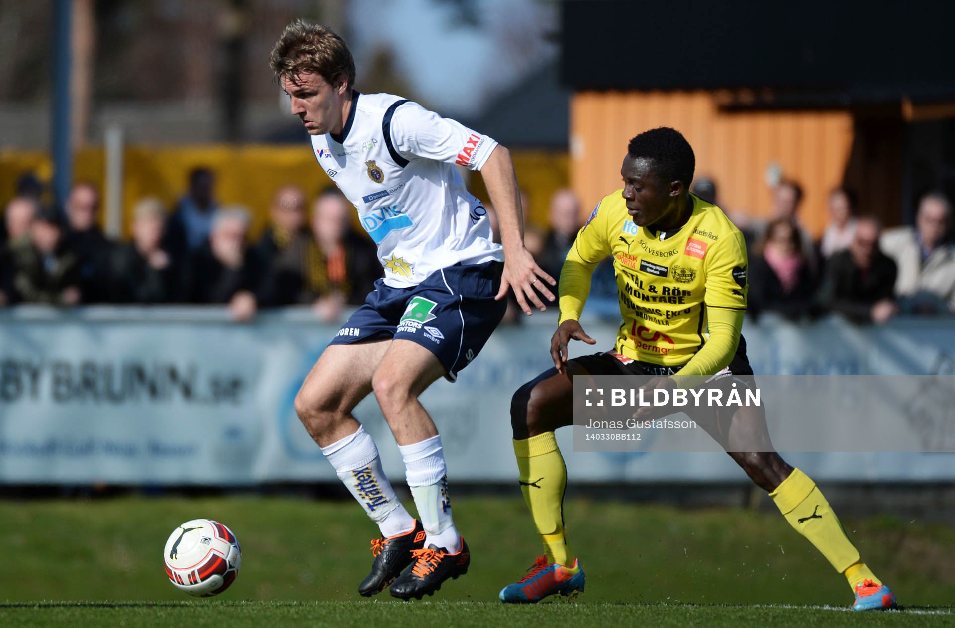 Gefles Johan Oremo under den allsvenska fotbollsmatchen mellan Mjällby och Gefle den 30 mars 2014 i Mjällby.