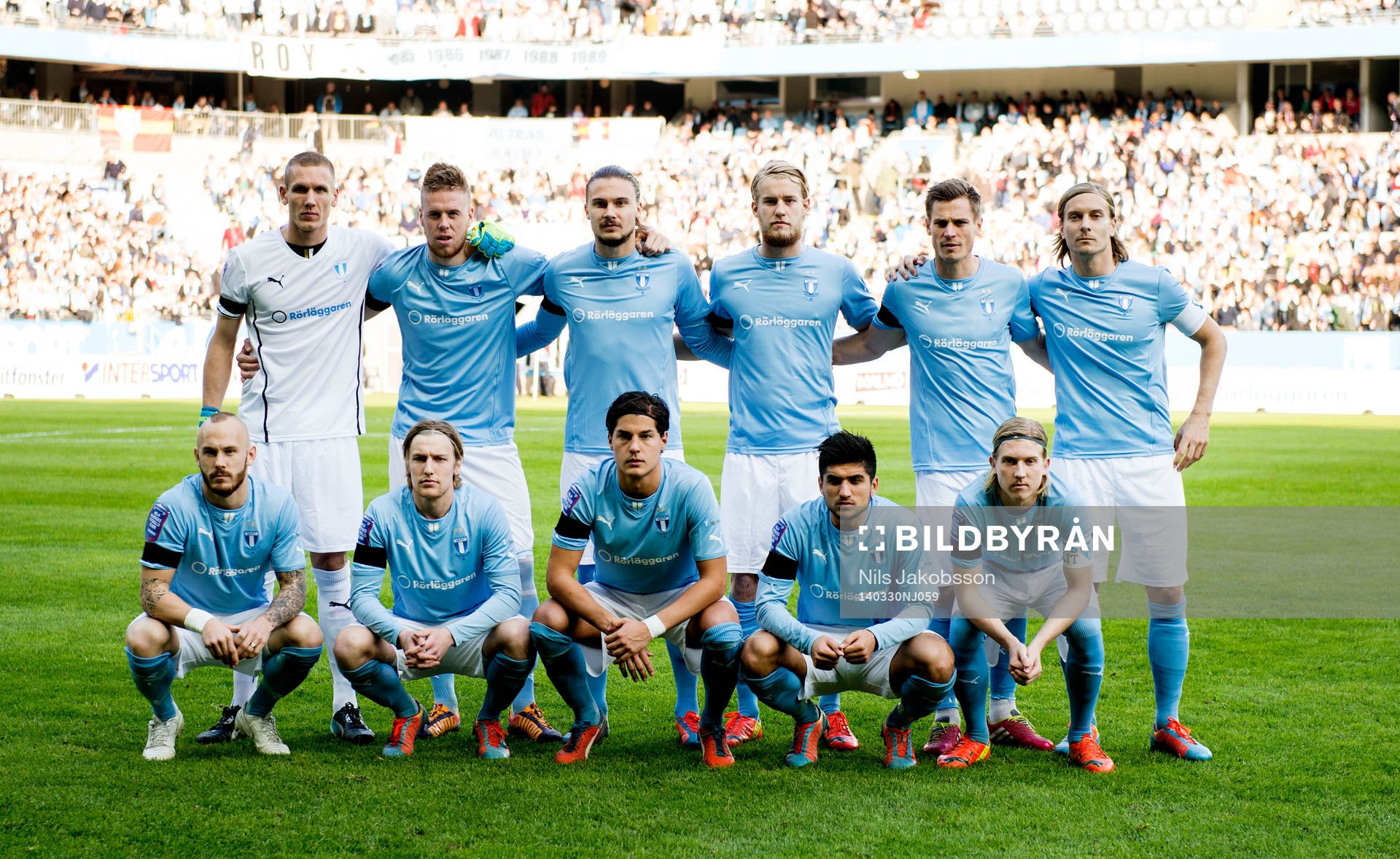 Lagbild Malmö FF, övre raden målvakt Robin Olsen, Pontus