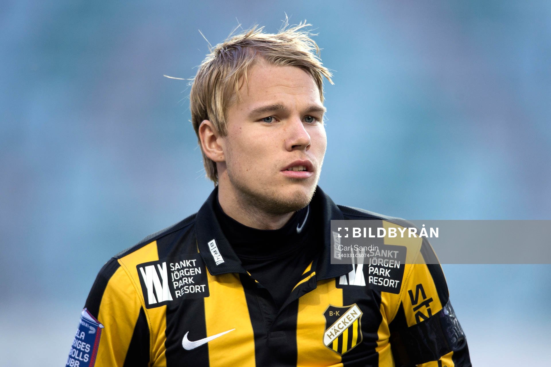 Häckens Oscar Lewicki innan fotbollsmatchen i Allsvenskan