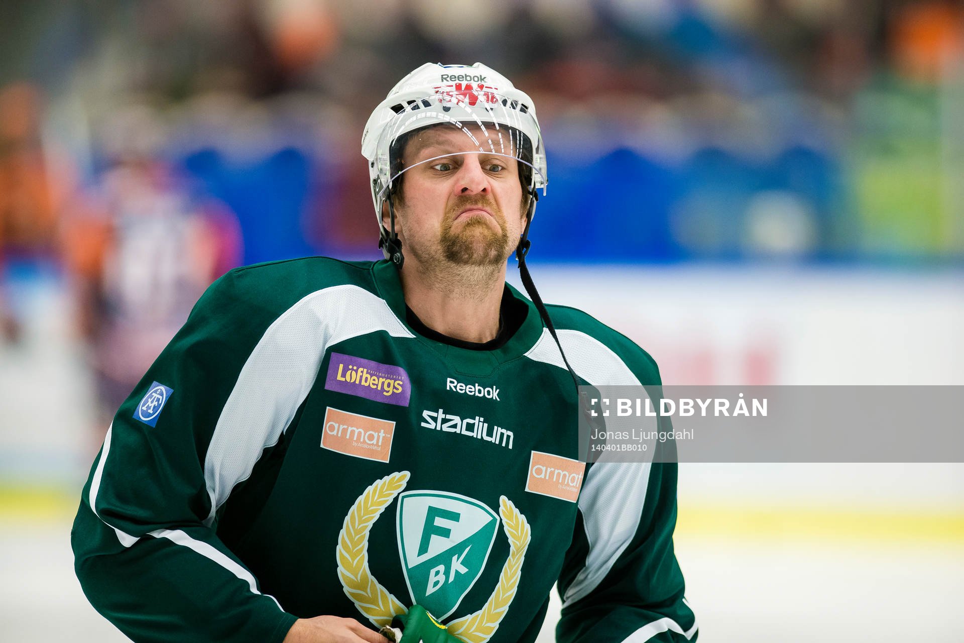 Färjestads Christian Berglund innan ishockeymatchen i SHL