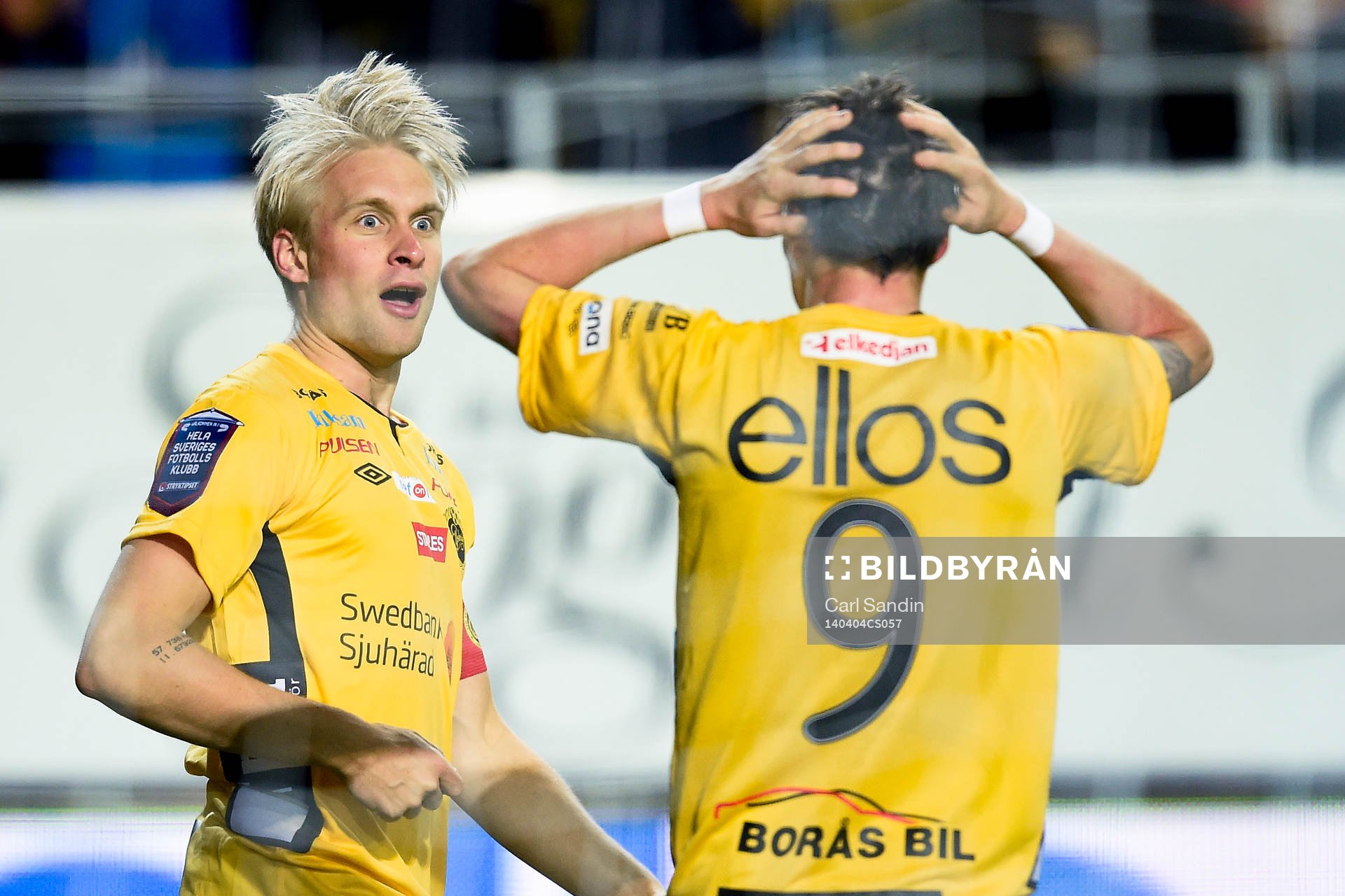 Elfsborg jublar efter 2-0 genom Johan Larsson under fotbollsmatchen i Allsvenskan mellan Elfsborg och Häcken den 4 april 2014 i Borås.