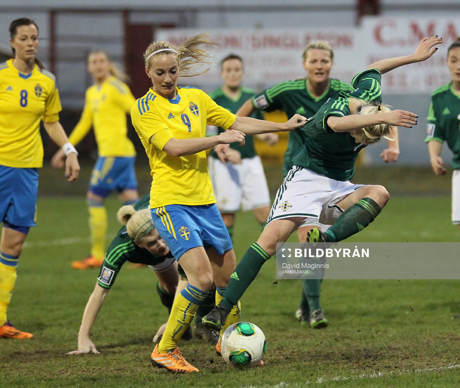 Sweden's Kosovare Asllani and Northern Ireland's Jessica