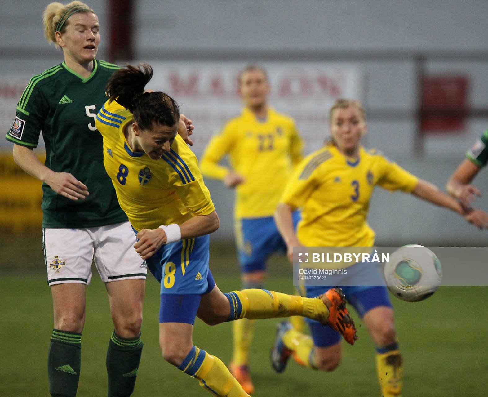 Sweden's Lotta Schelin and Northern Ireland's Julie Nelson