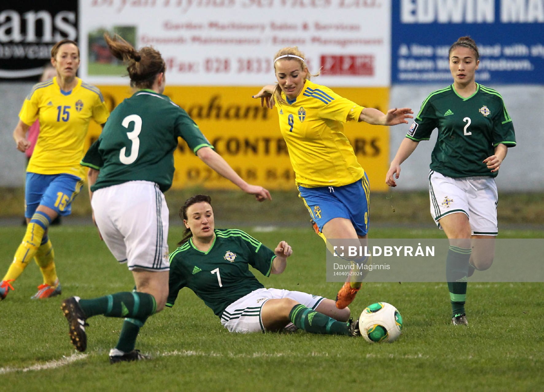 Sweden's Kosovare Asllani is taken down by Northern