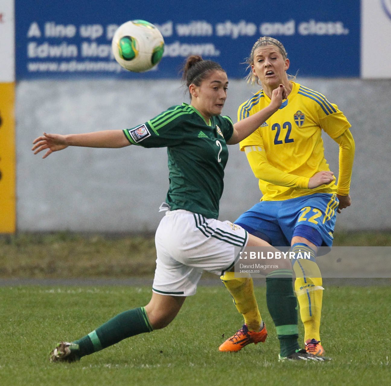 Sweden's Olivia Schough and Northern Ireland's Alex Hurst