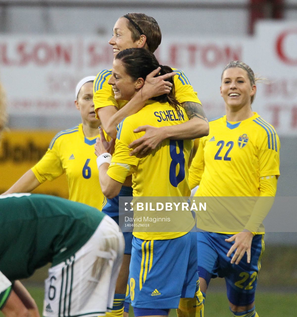 Sweden's Lotta Schelin celebrates her goal