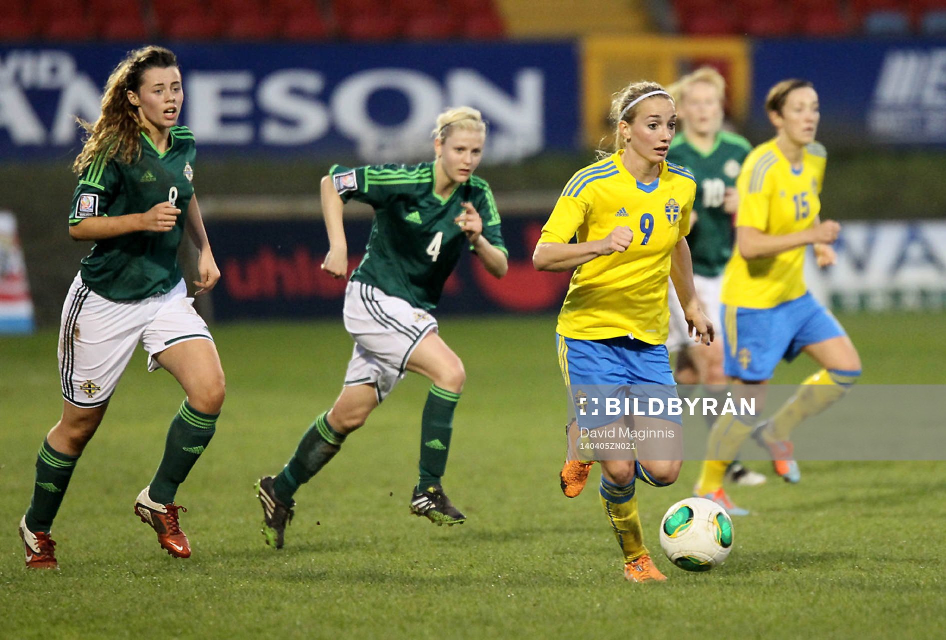 Sweden's Kosovare Asllani and Northern Ireland's Laura