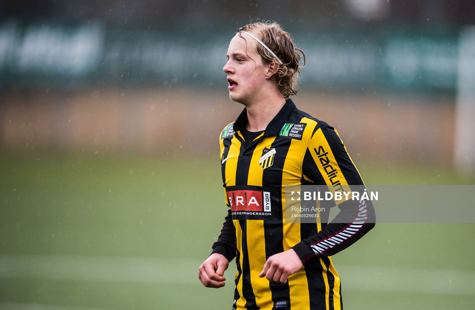 Häckens Gustav Berggren i fotbollsmatchen mellan BK