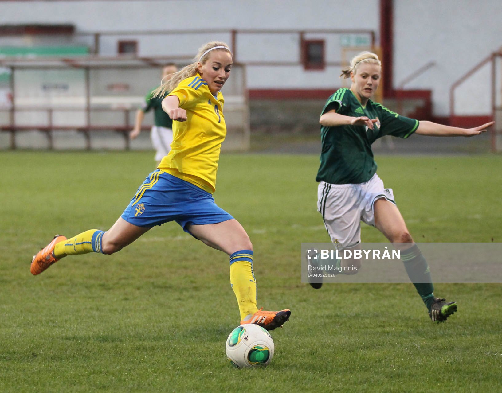 Sweden's Kosovare Asllani and Northern Ireland's Nadene