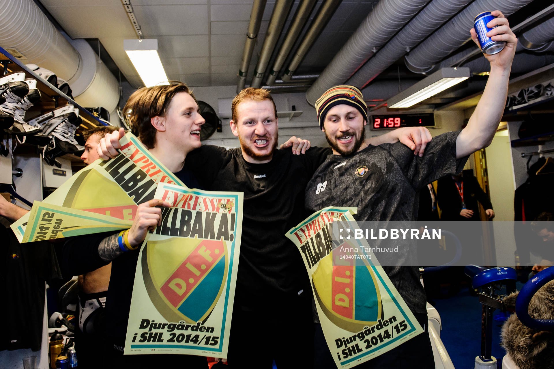 Djurgårdens målvakt Johan Mattsson, Henrik Eriksson och