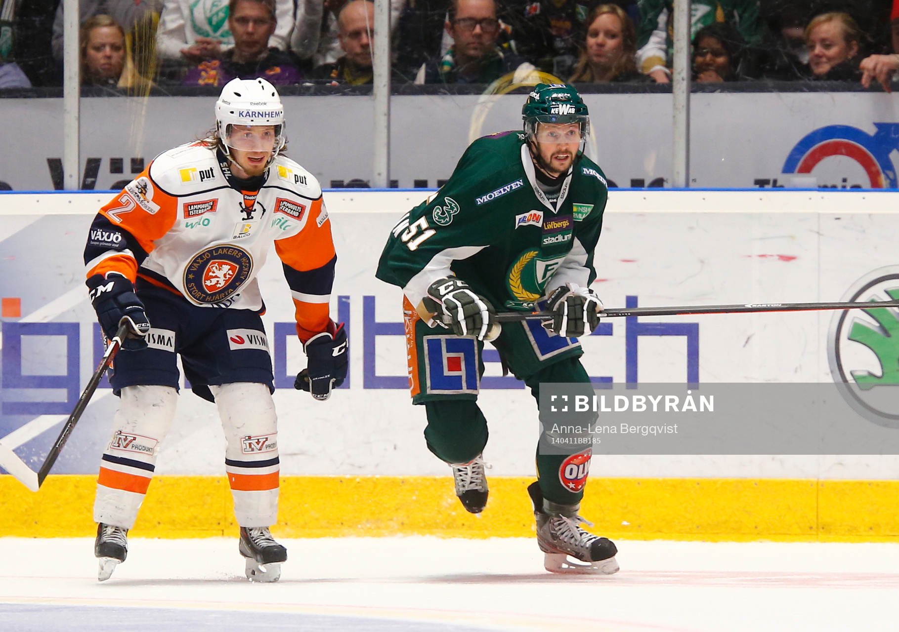 Växjös Kristofer Berglund och Färjestads Rickard Wallin
