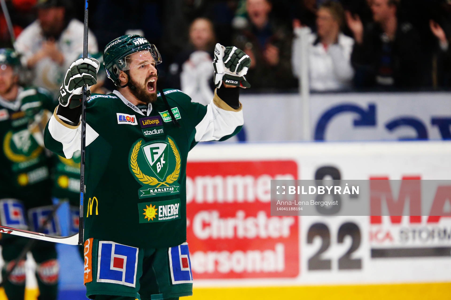 Färjestads Milan Gulas jublar