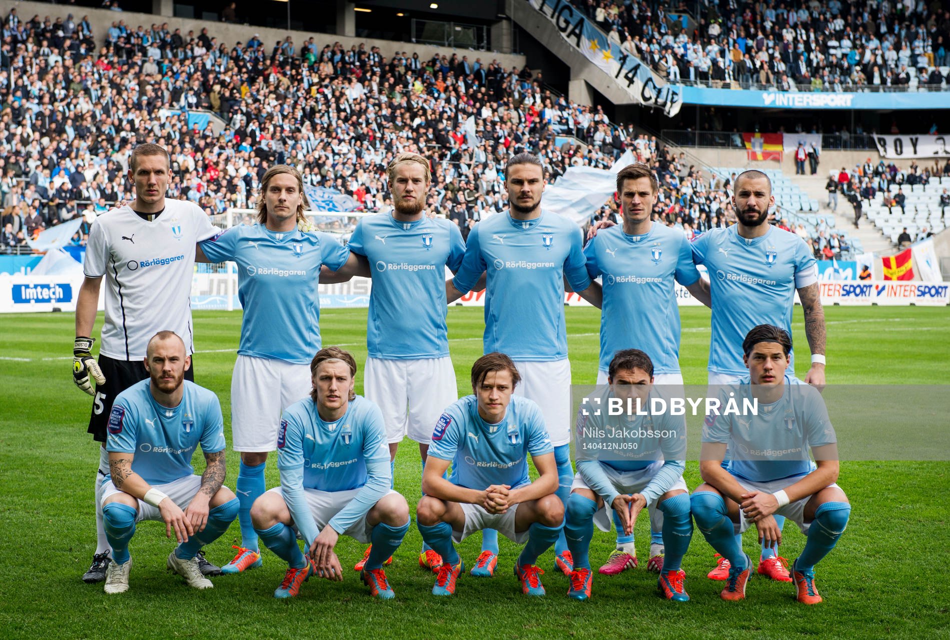 Malmö FFs lagbild övre raden Robin Olsen, Markus Halsti,