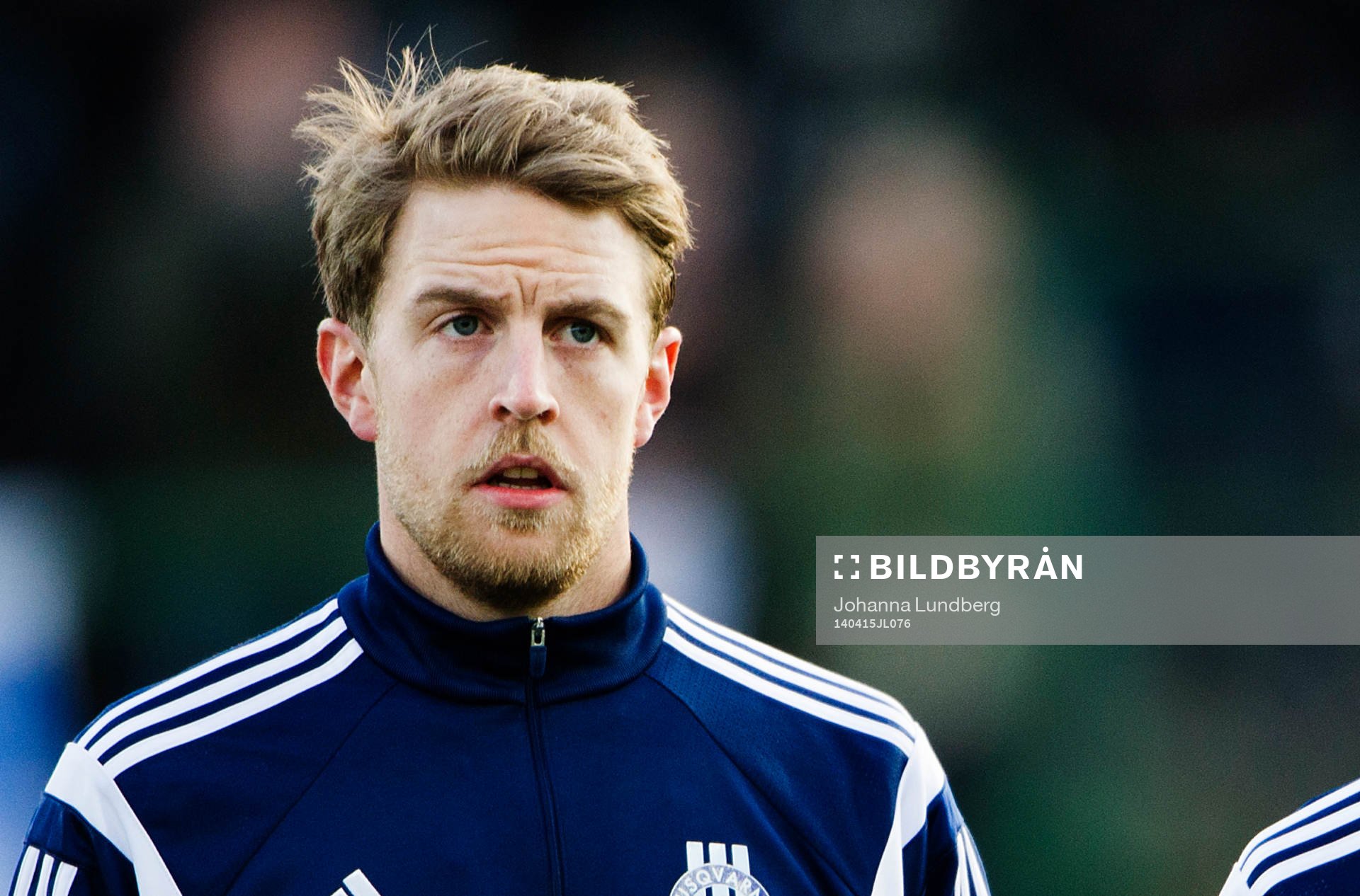 Husqvarnas Tomas Hansson under fotbollsmatchen i Superettan mellan Sirius och Husqvarna den 15 april 2014 i Uppsala.