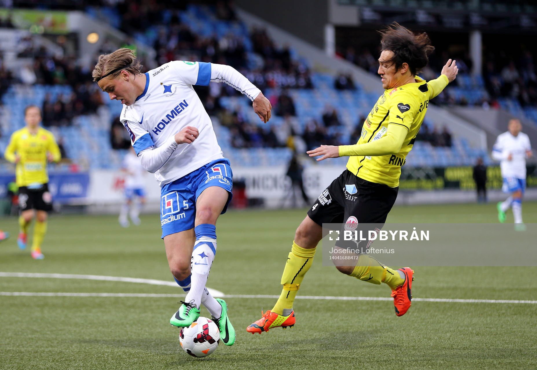 Duell mellan Norrköpings Christoffer Nyman och Mjällbys