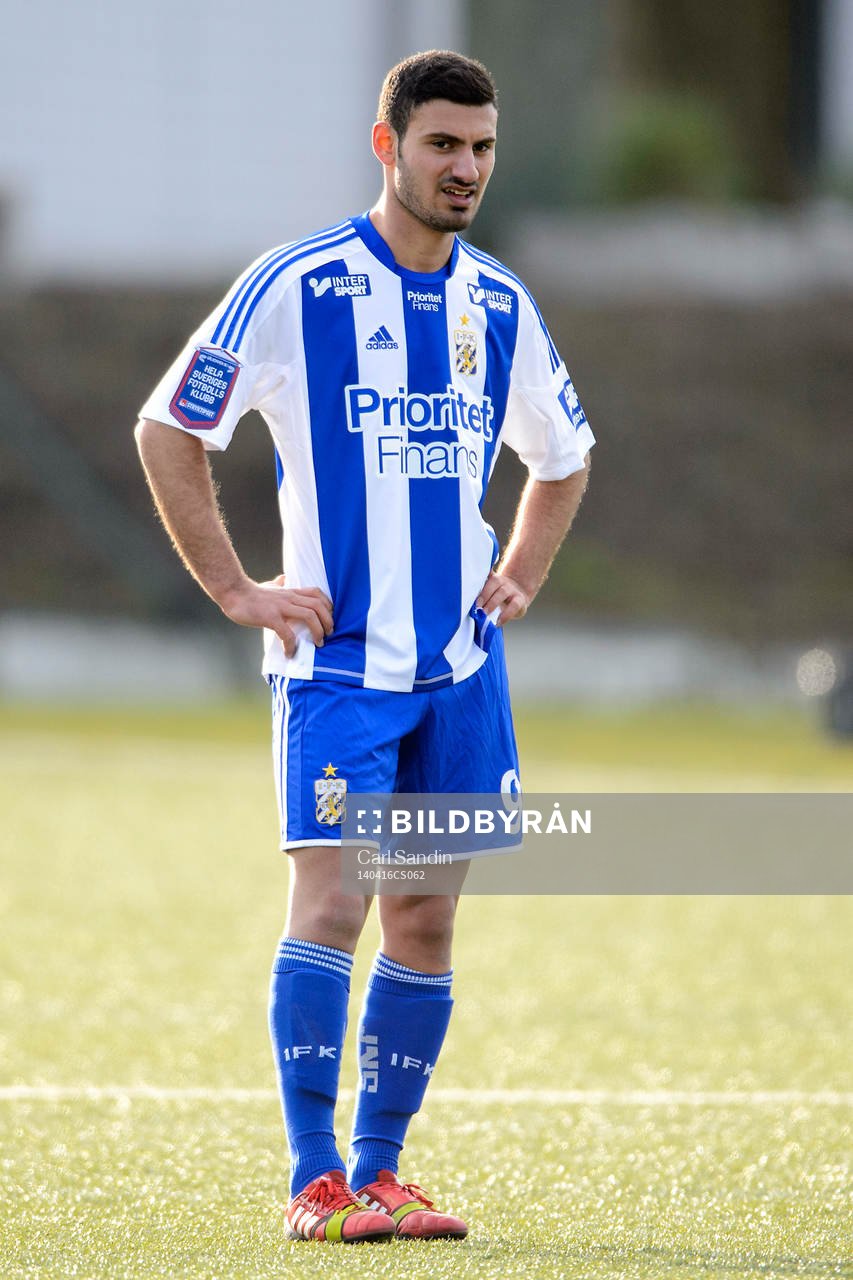 IFK Göteborgs Billhall Titi under fotbollsmatchen i juniorallsvenskan mellan Häcken och IFK Göteborg den 16 april 2014 i Göteborg.