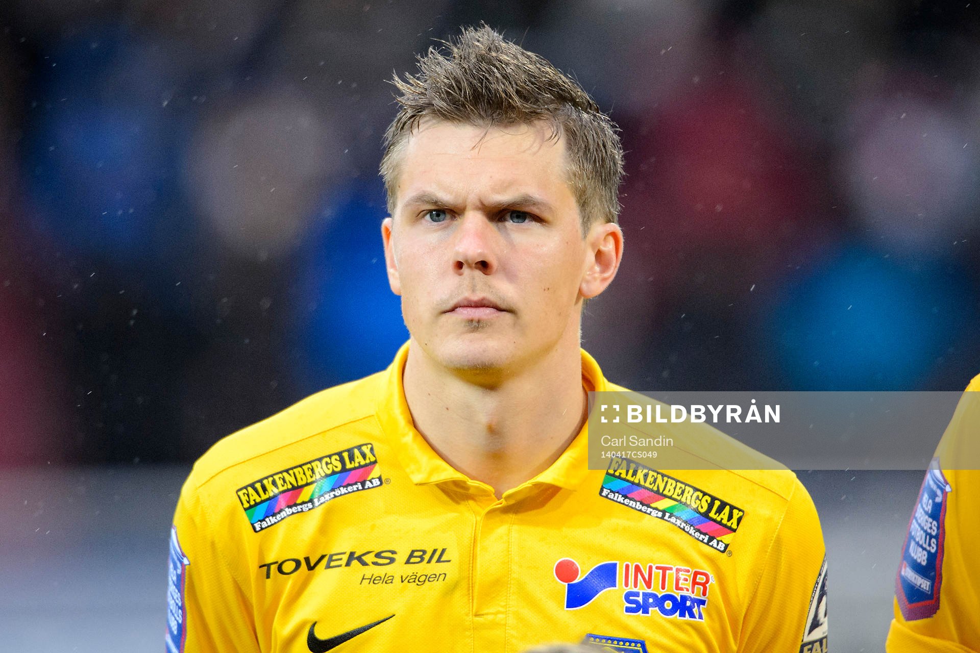 Falkenbergs Daniel Johansson innan fotbollsmatchen i