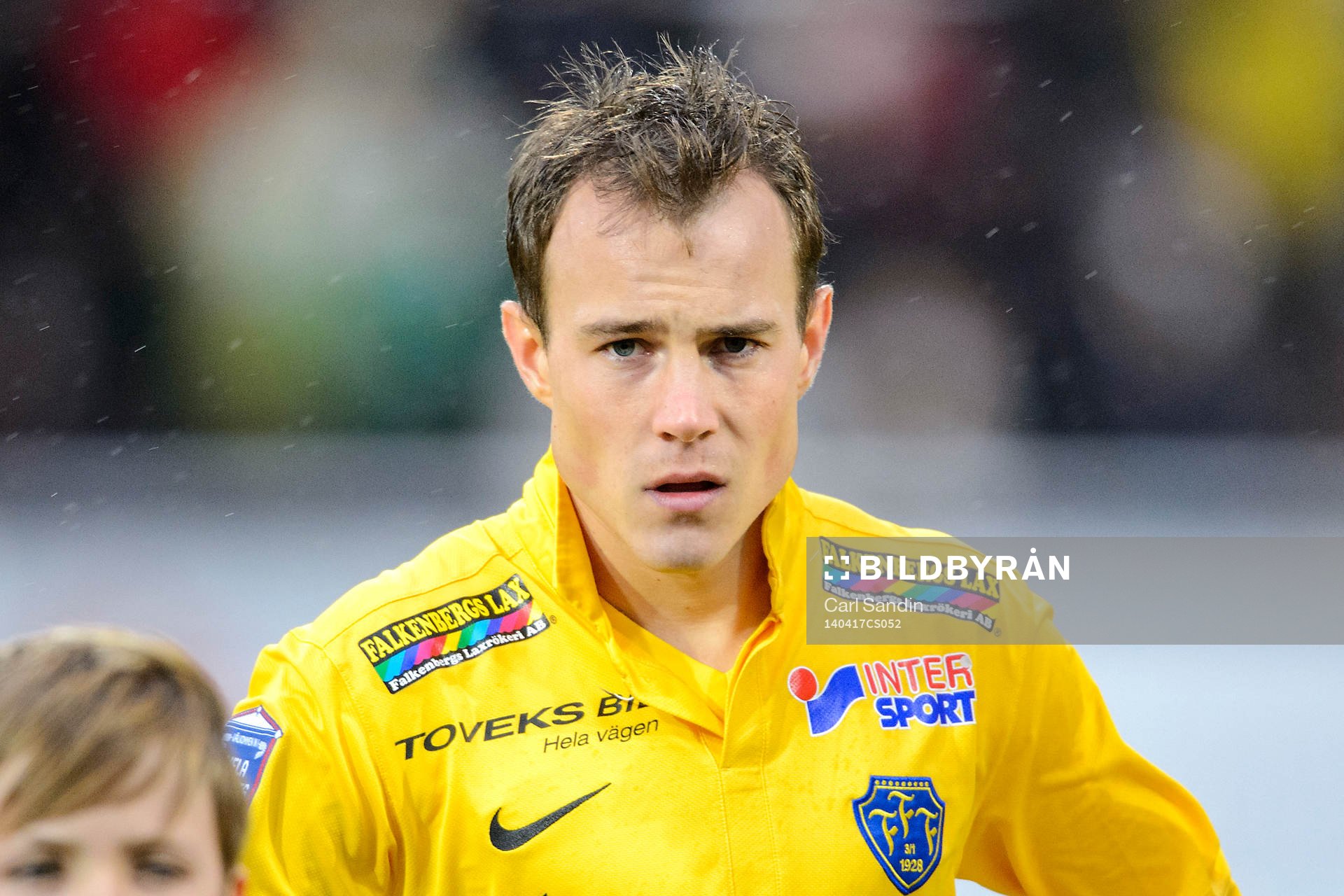 Falkenbergs Calle Wede innan fotbollsmatchen i Allsvenskan