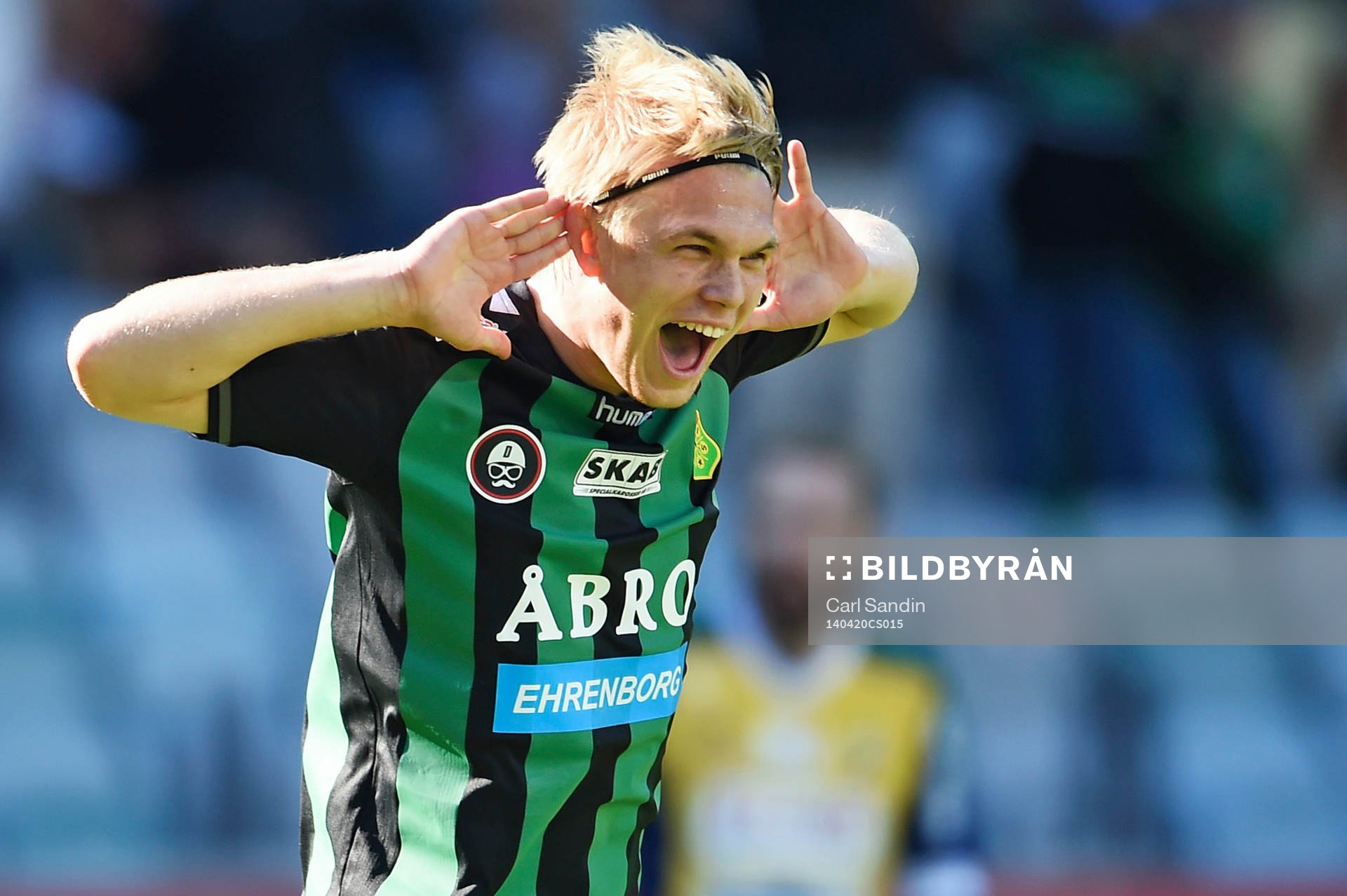 GAIS Linus Tornblad jublar efter 2-1 under fotbollsmatchen i Superettan mellan GAIS och Ljungskile den 20 april 2014 i Göteborg.
