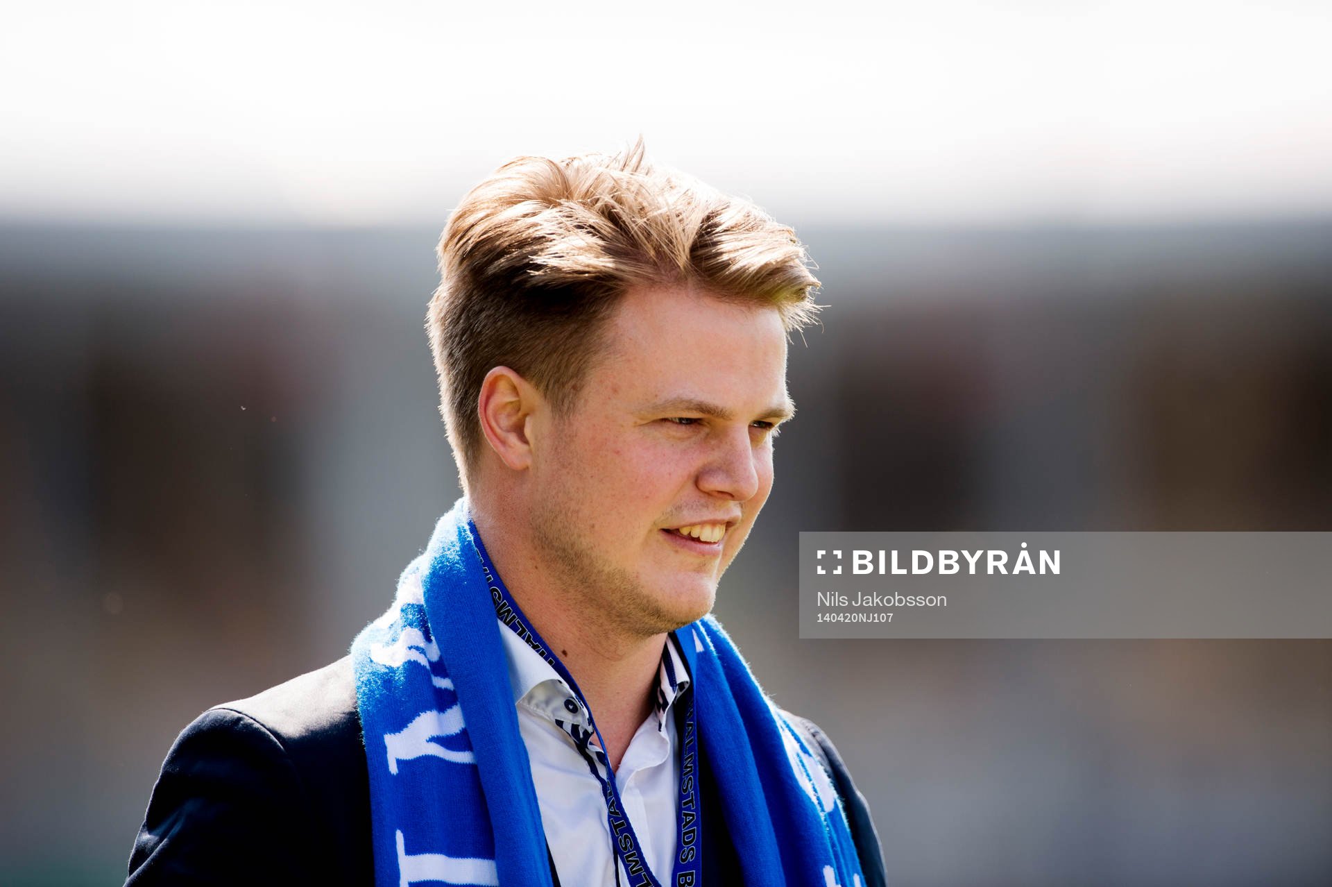 David Axelsson, speaker och presschef Halmstad, innan