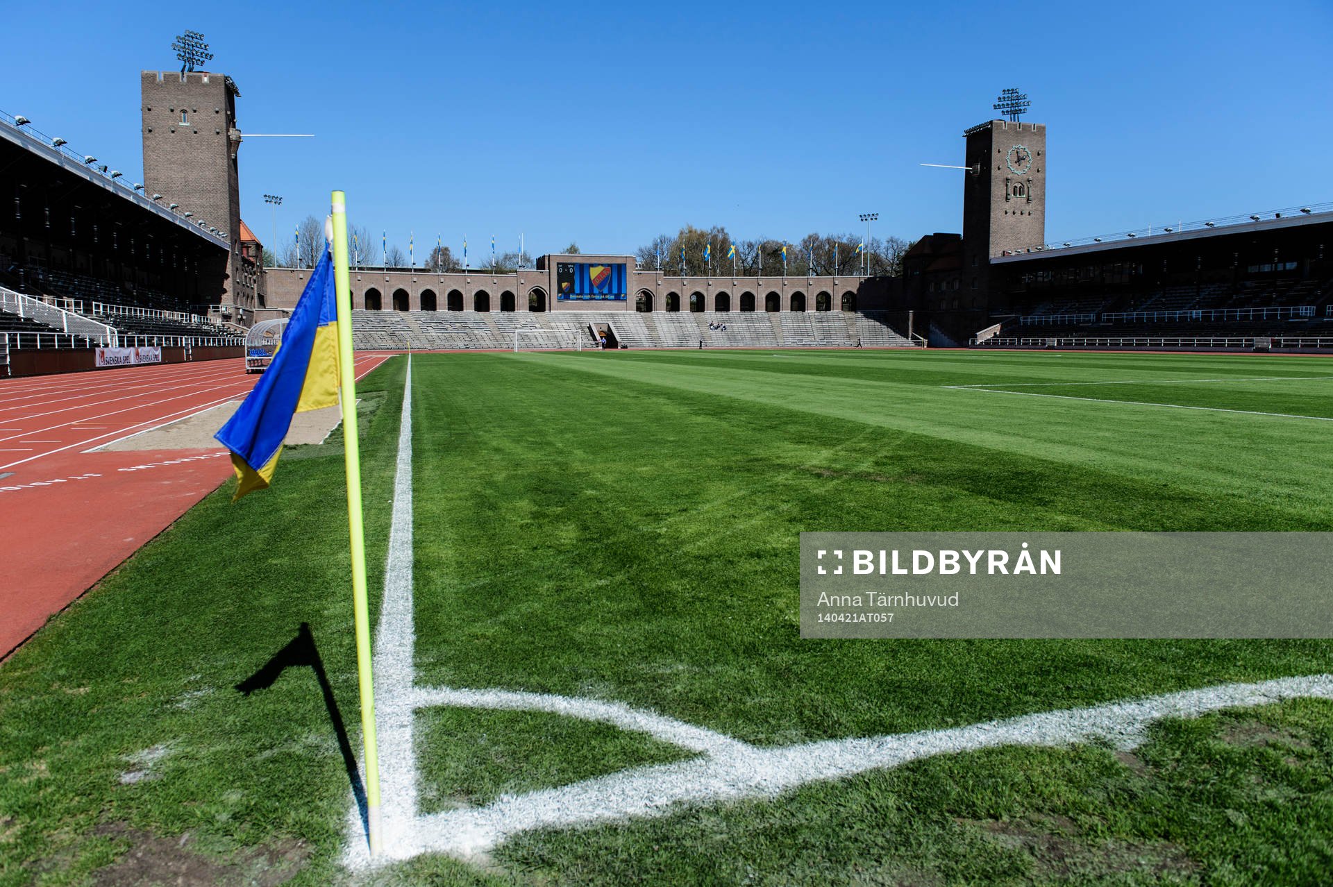 Stockholms stadion före fotbollsmatchen i elitettan mellan