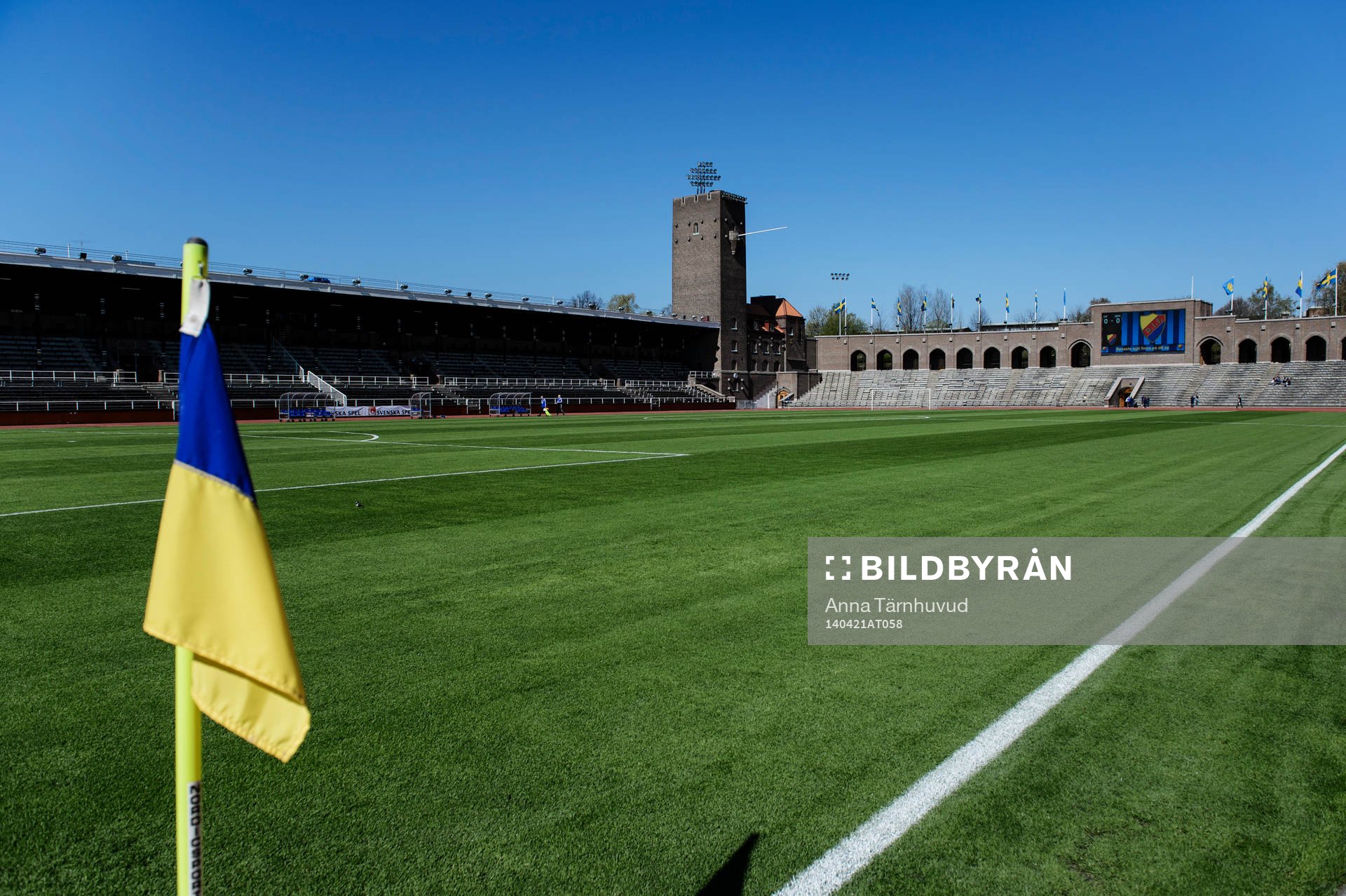 Stockholms stadion före fotbollsmatchen i elitettan mellan