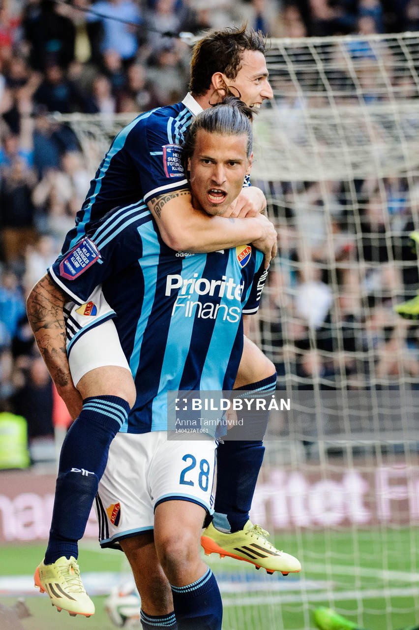 Djurgårdens Aleksandar Prijovic och Erton Fejzullahu jublar