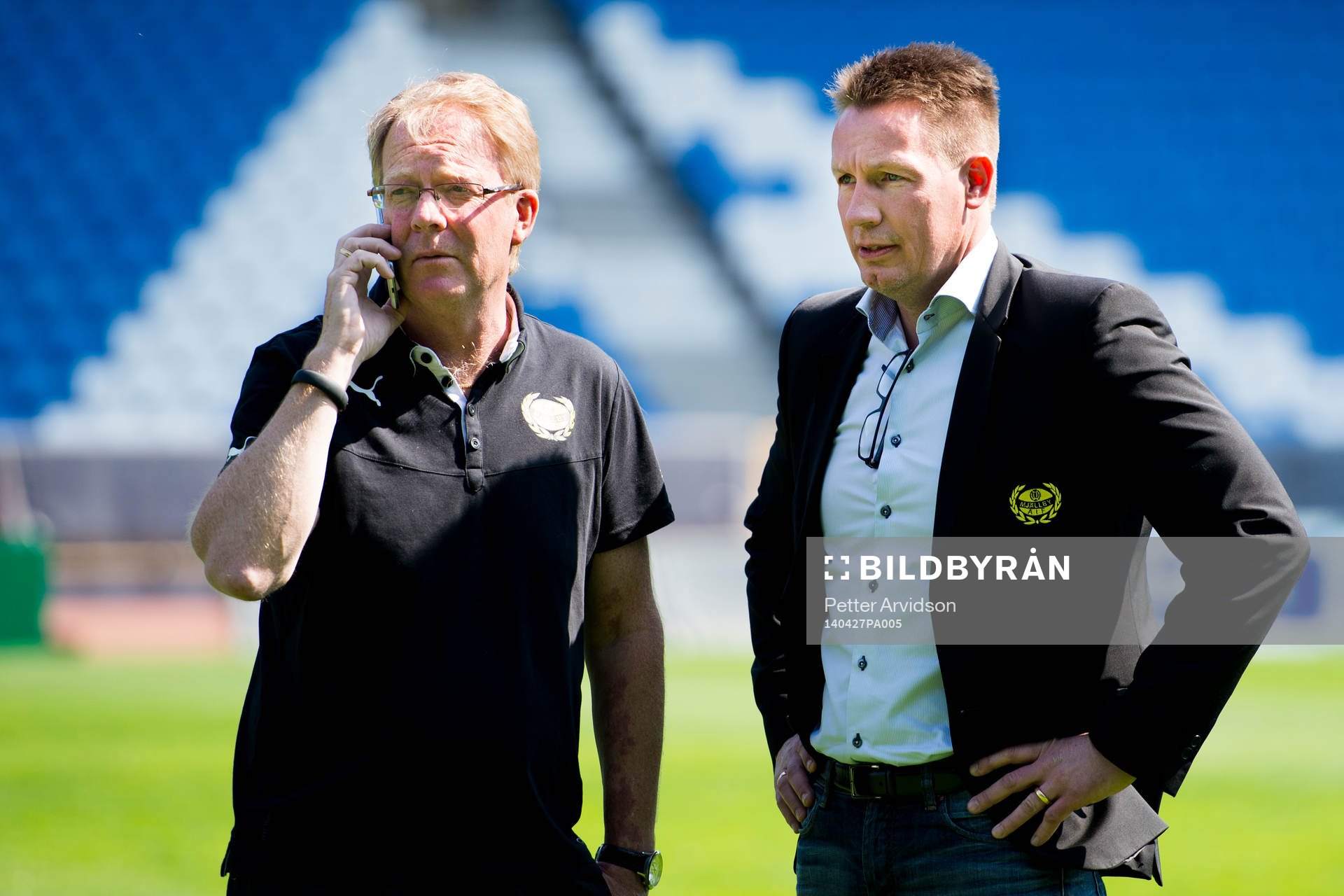 Mjällbys tränare Lars Jacobsson och sportchef Jörgen