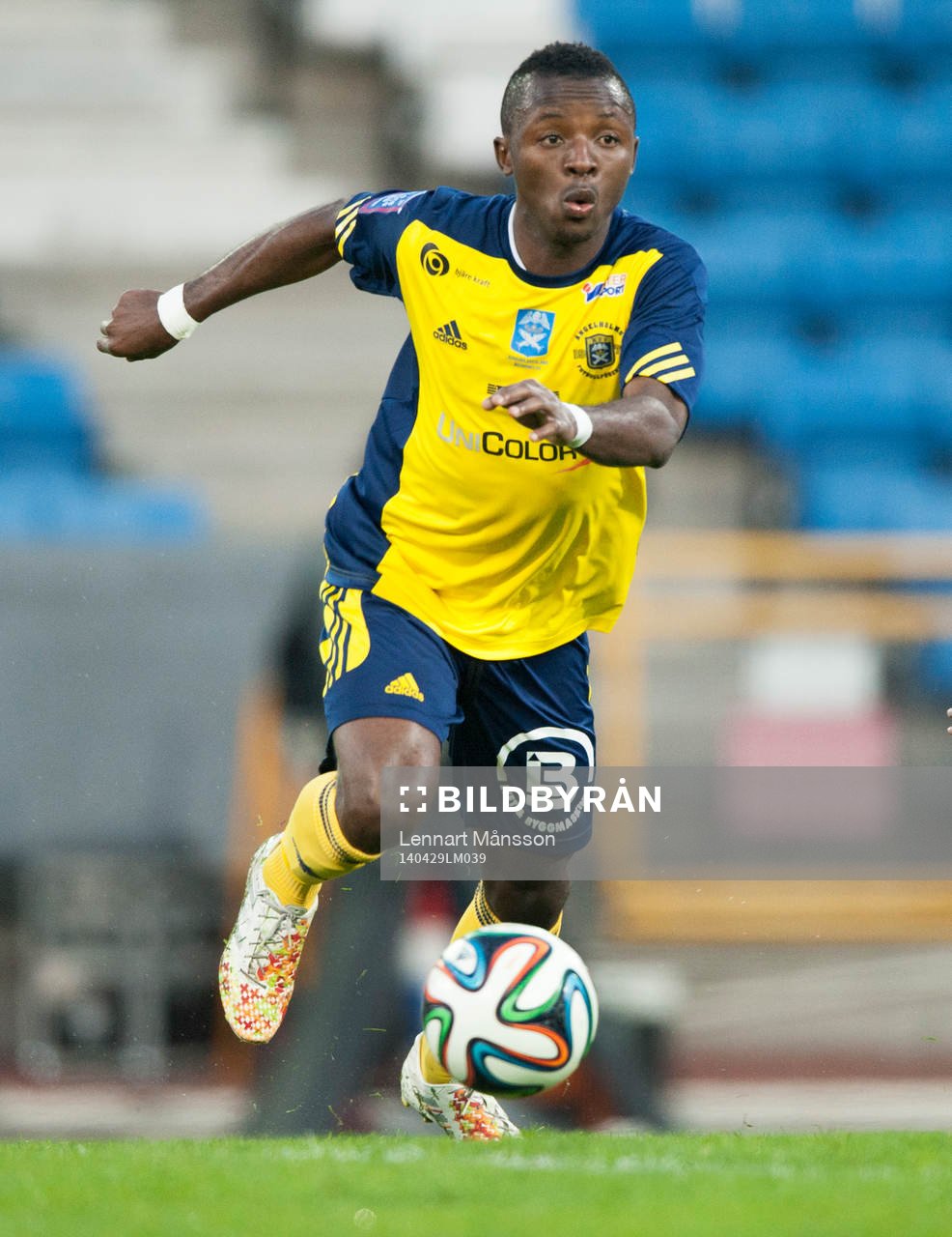 Ängelholms Monday Samuel i matchen i Superettan i fotboll