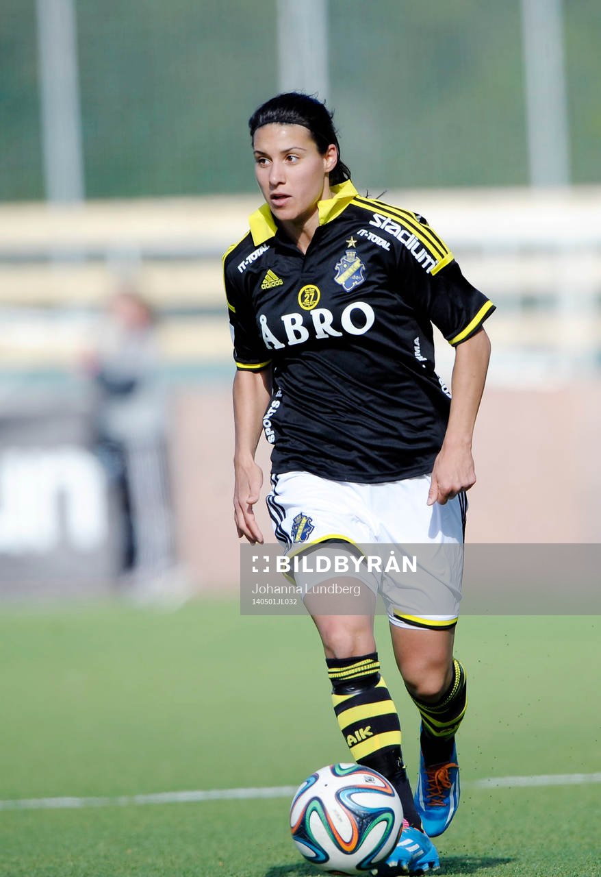 AIKs Jessy Sharro  under fotbollsmatchen i Damallsvenskan mellan AIK och Kristianstad  den 1 maj 2014 i Stockholm.