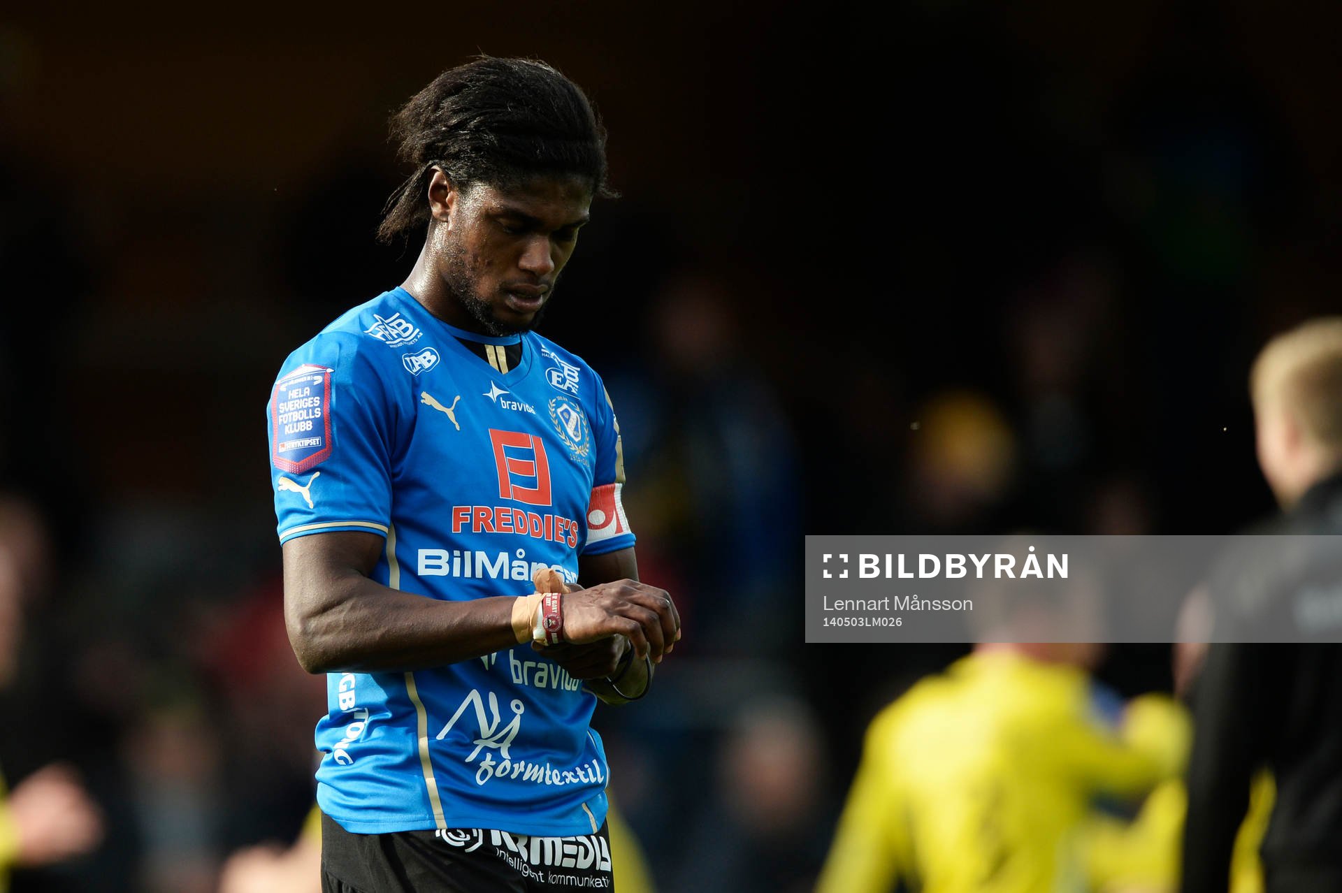 Halmstads Joseph Baffo deppar i matchen i allsvenskan