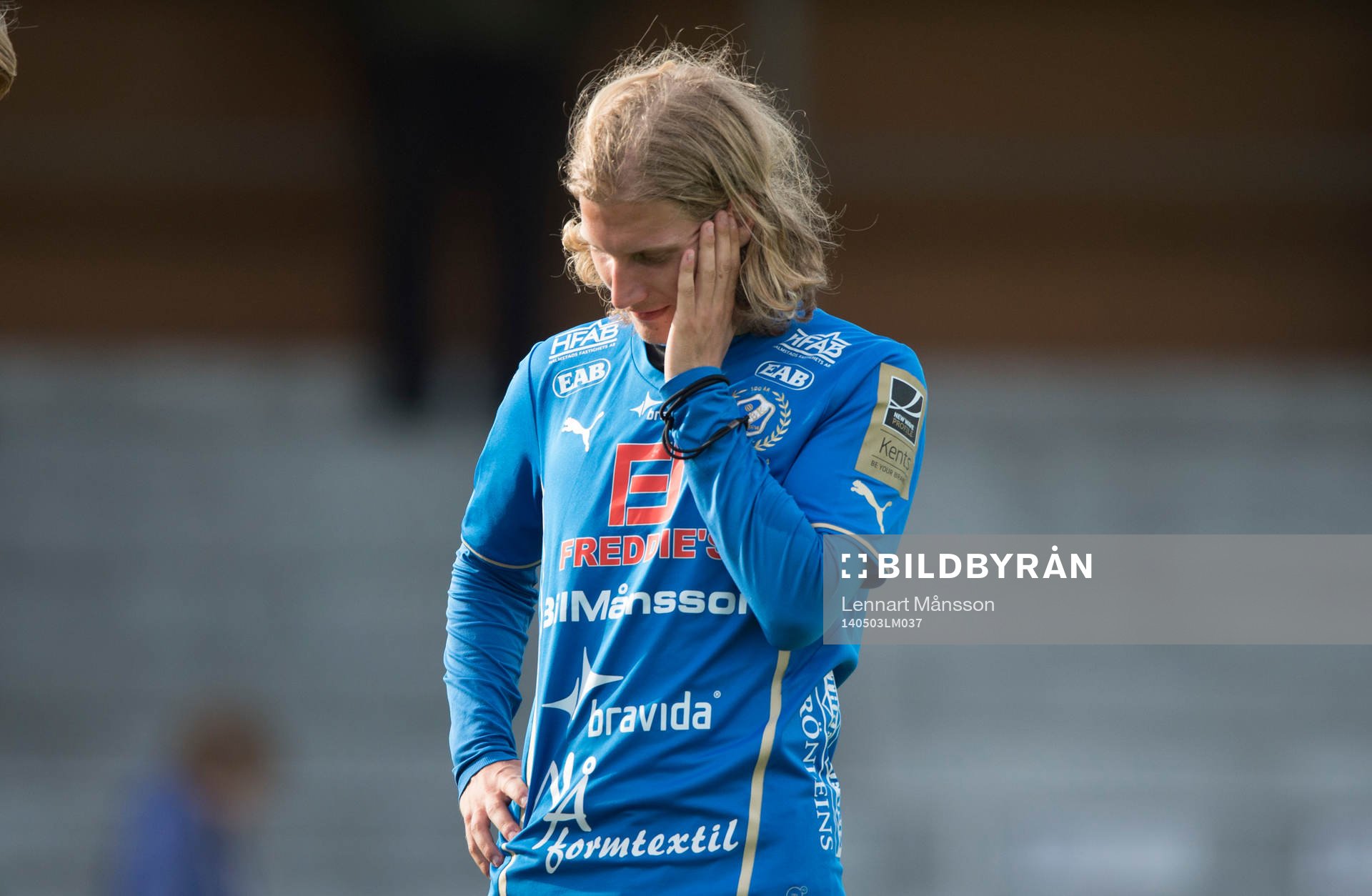 Halmstads Oliver Silverholt deppar  i matchen i allsvenskan