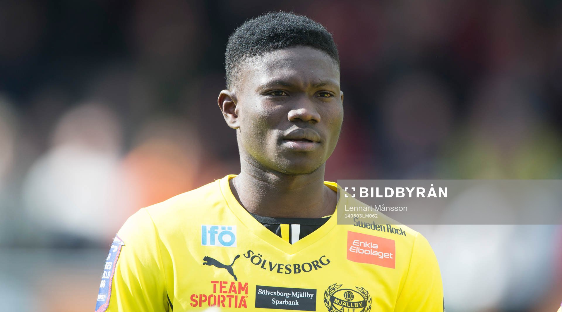 Mjällbys Kwame Bonsu  i matchen i allsvenskan mellan