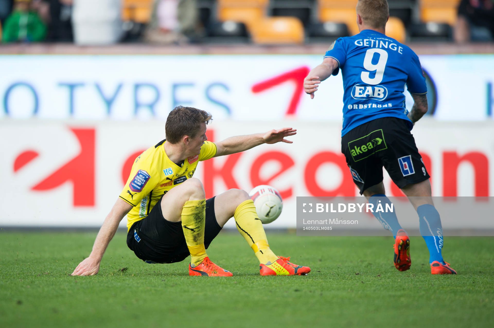 Mjällbys Viktor Agardius  i matchen i allsvenskan mellan