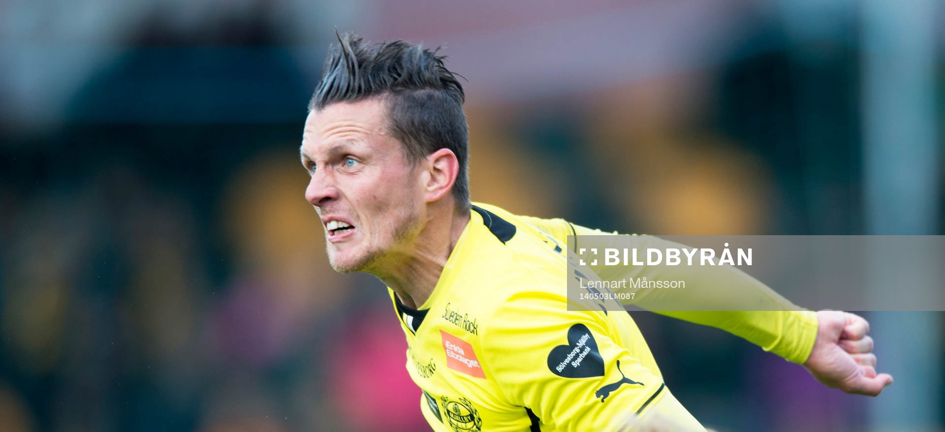 Mjällbys Kristian Haynes  i matchen i allsvenskan mellan